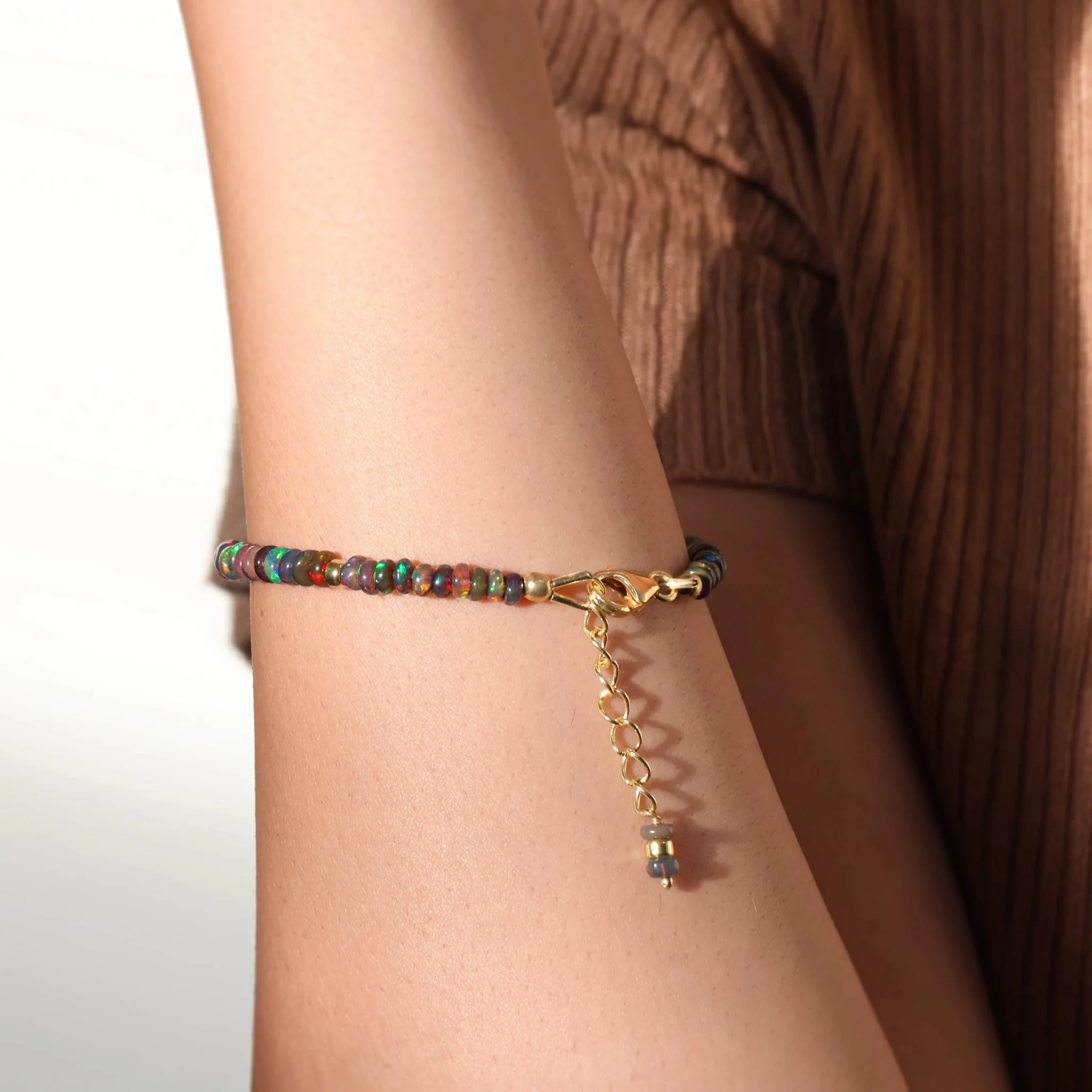 Shop 18K Gold Vermeil or 925 Sterling silver black opal bracelet - Image 4