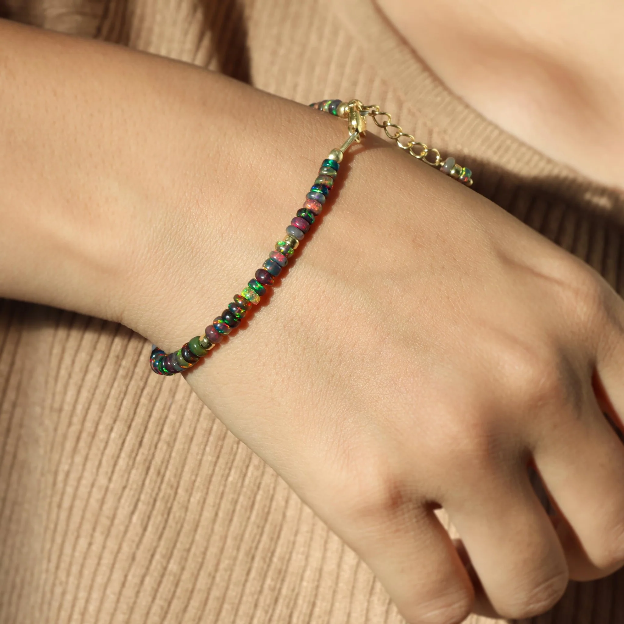 Shop 18K Gold Vermeil or 925 Sterling silver black opal bracelet - Image 5
