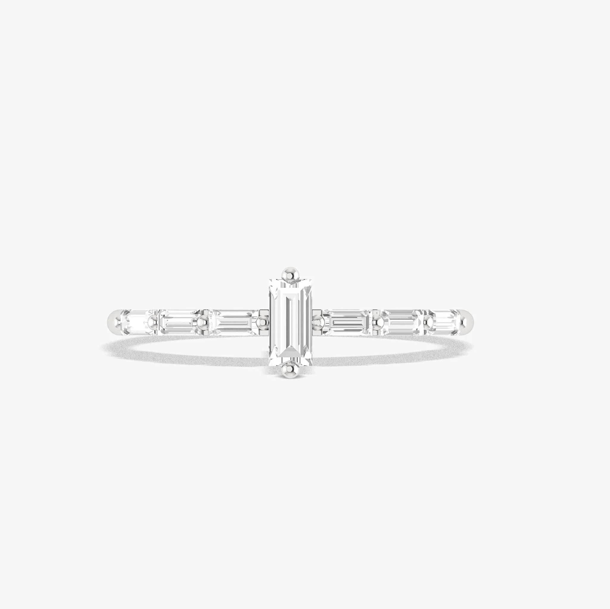Baguette 7 Zircons in Elegant Prong Setting Ring - Image 3