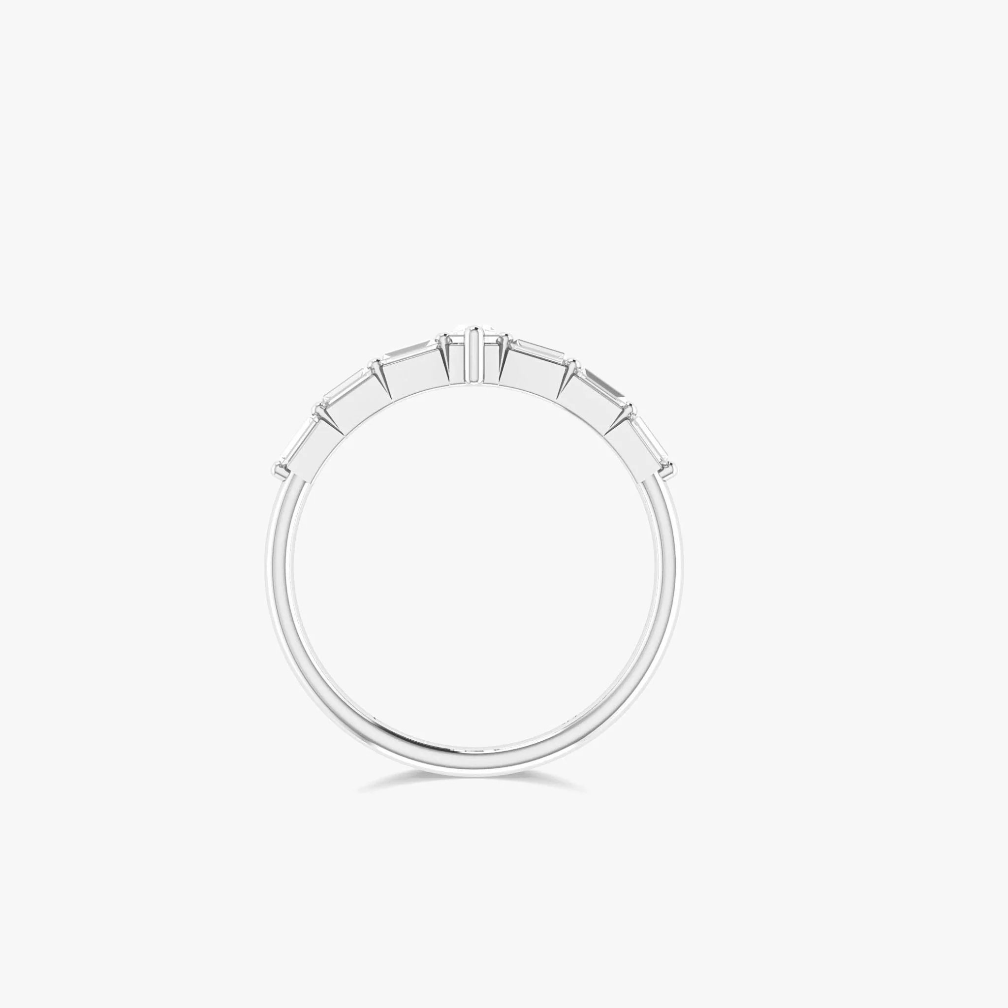 Baguette 7 Zircons in Elegant Prong Setting Ring - Image 4