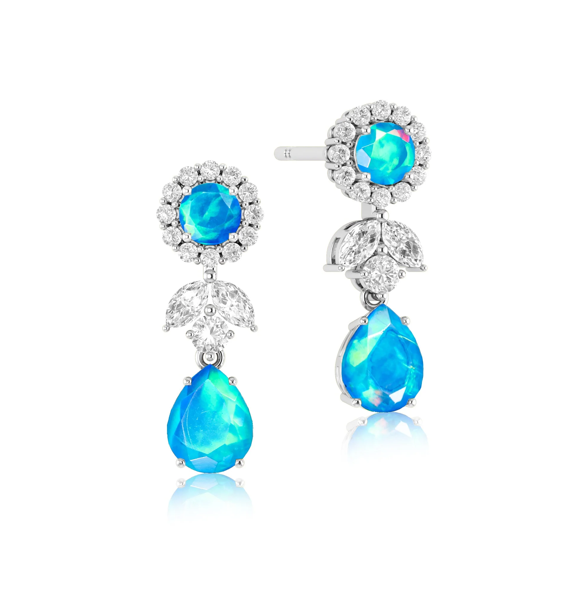 Black Fire Dual Opal Drop and Stud Earring - Image 10