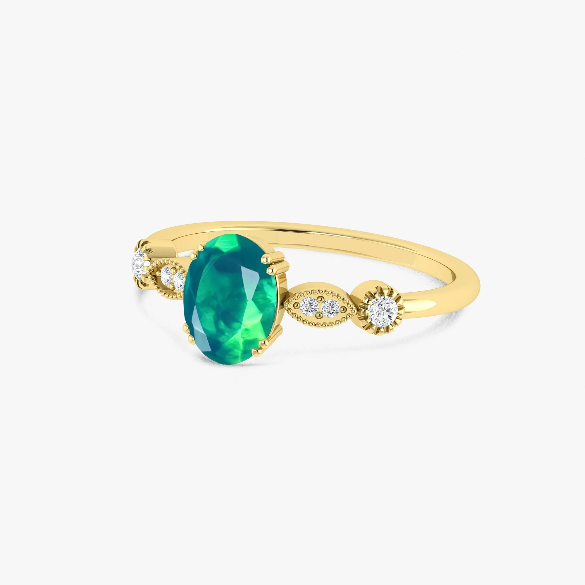 Black Multifire Oval Ethiopian Opal Ring for Women - Image 10