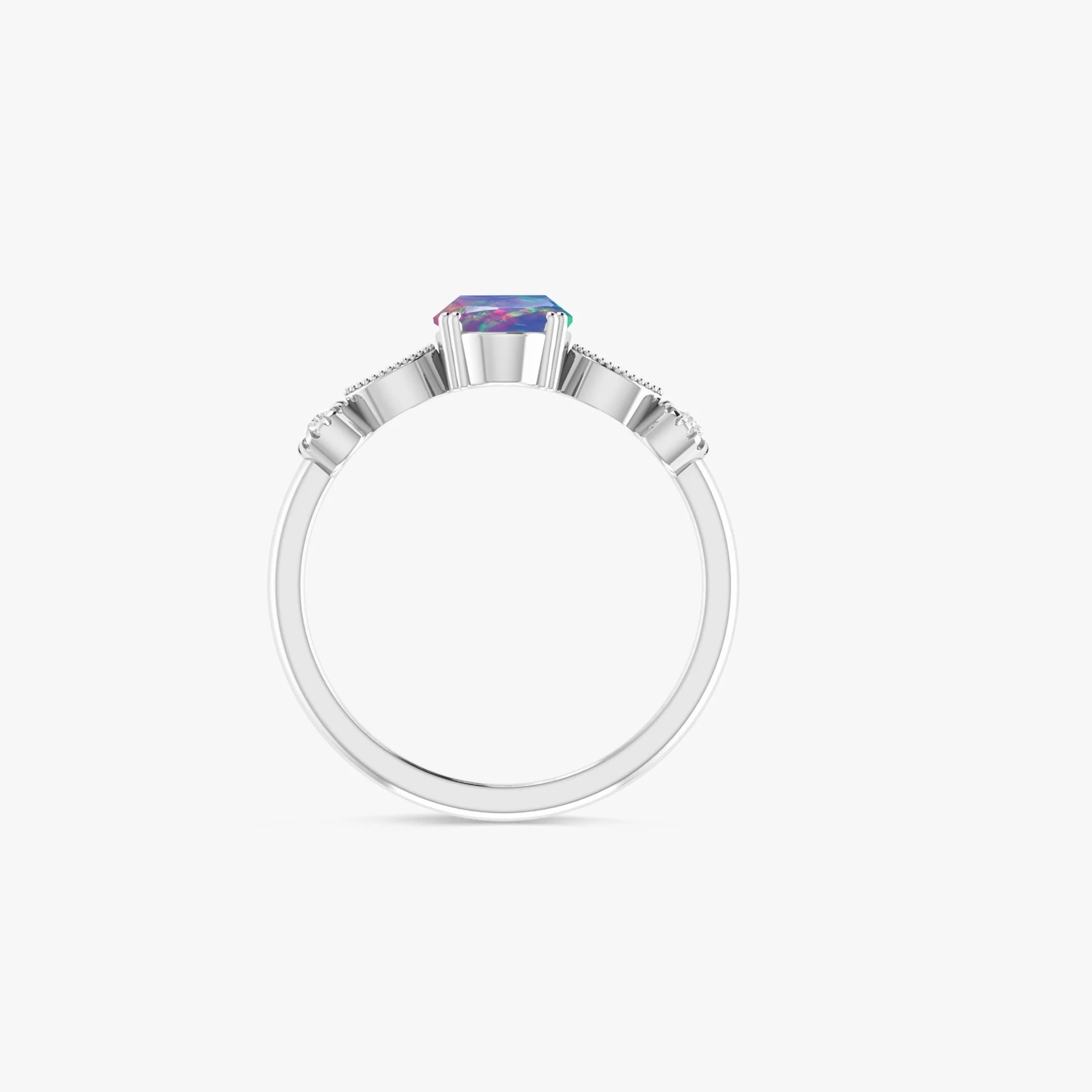 Black Multifire Oval Ethiopian Opal Ring for Women - Image 7