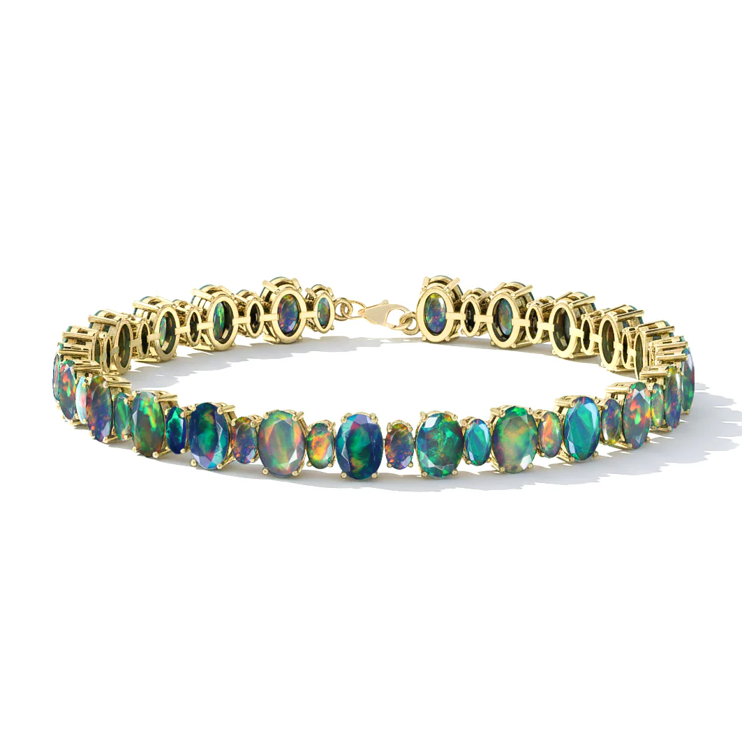 Black Opal Oval Tennis Bracelet in 925 Sterling Silver 7x5 MM 34.50ct - Image 3