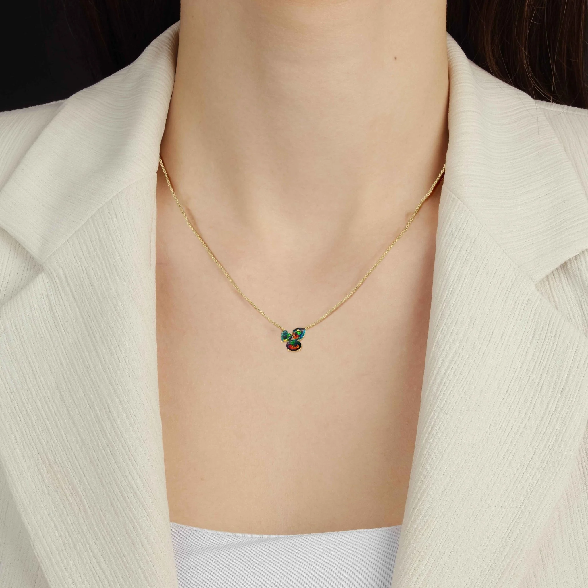 Black Opal Three Stone Pendant Jewelry - Image 5