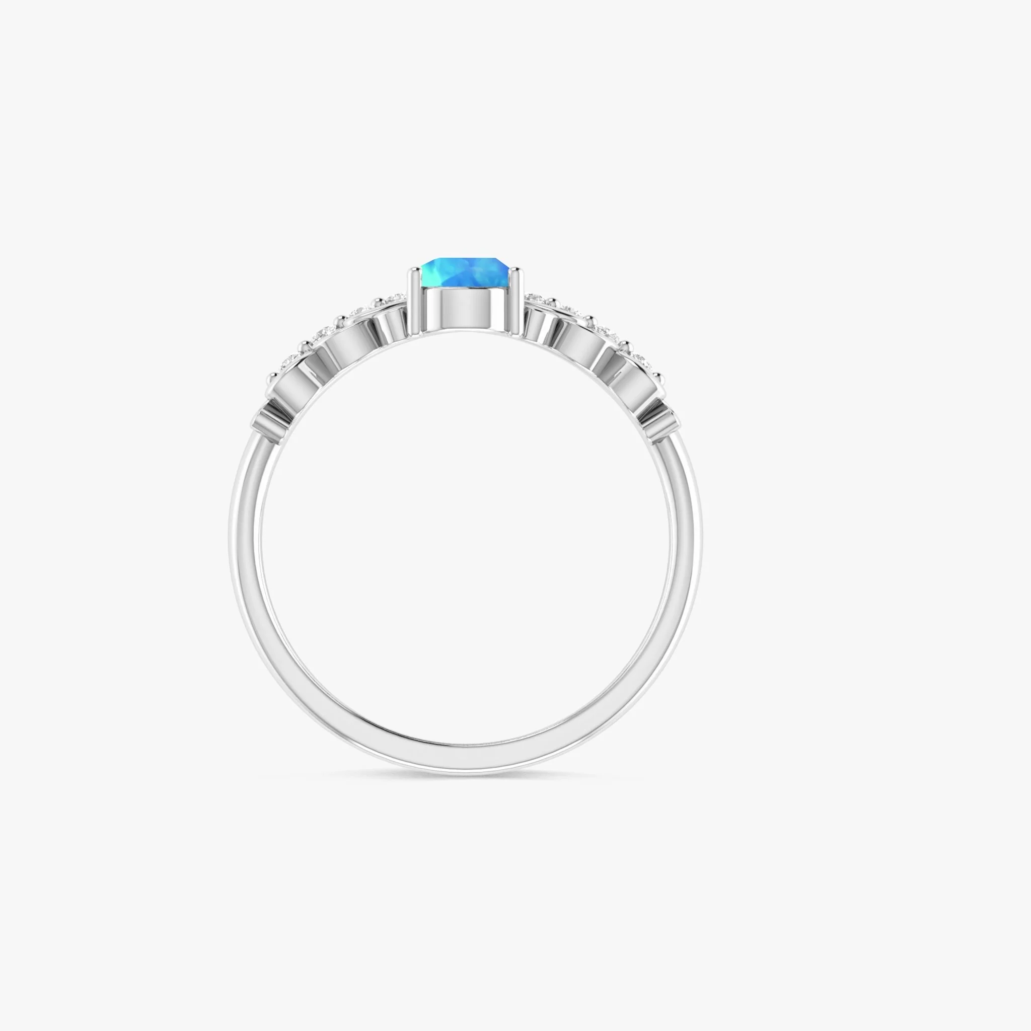 Blue Ethiopian Opal Gemstone Crown Style Ring - Image 5