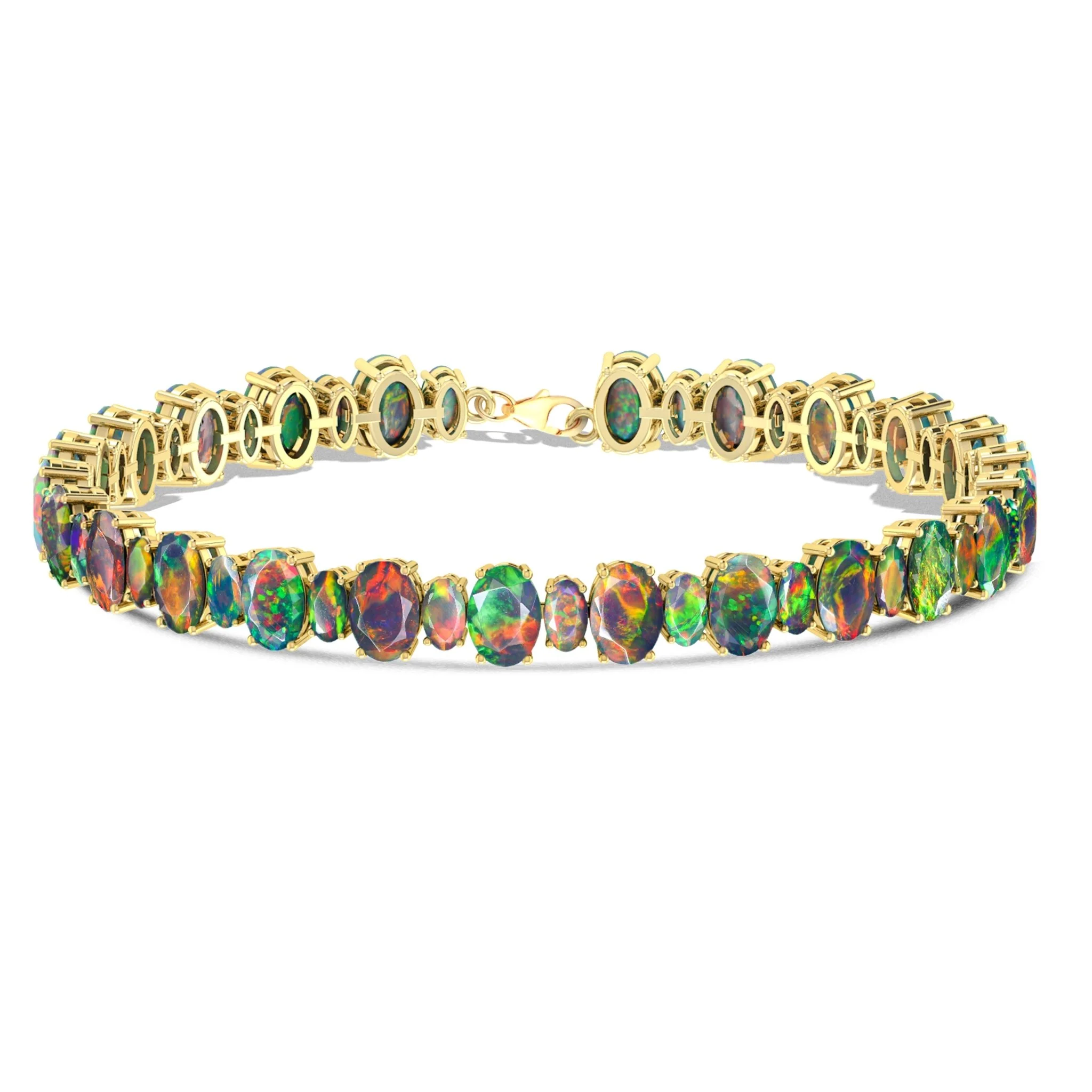 Blue Fire Opal Oval Shape Gemstone Bracelet - Image 3