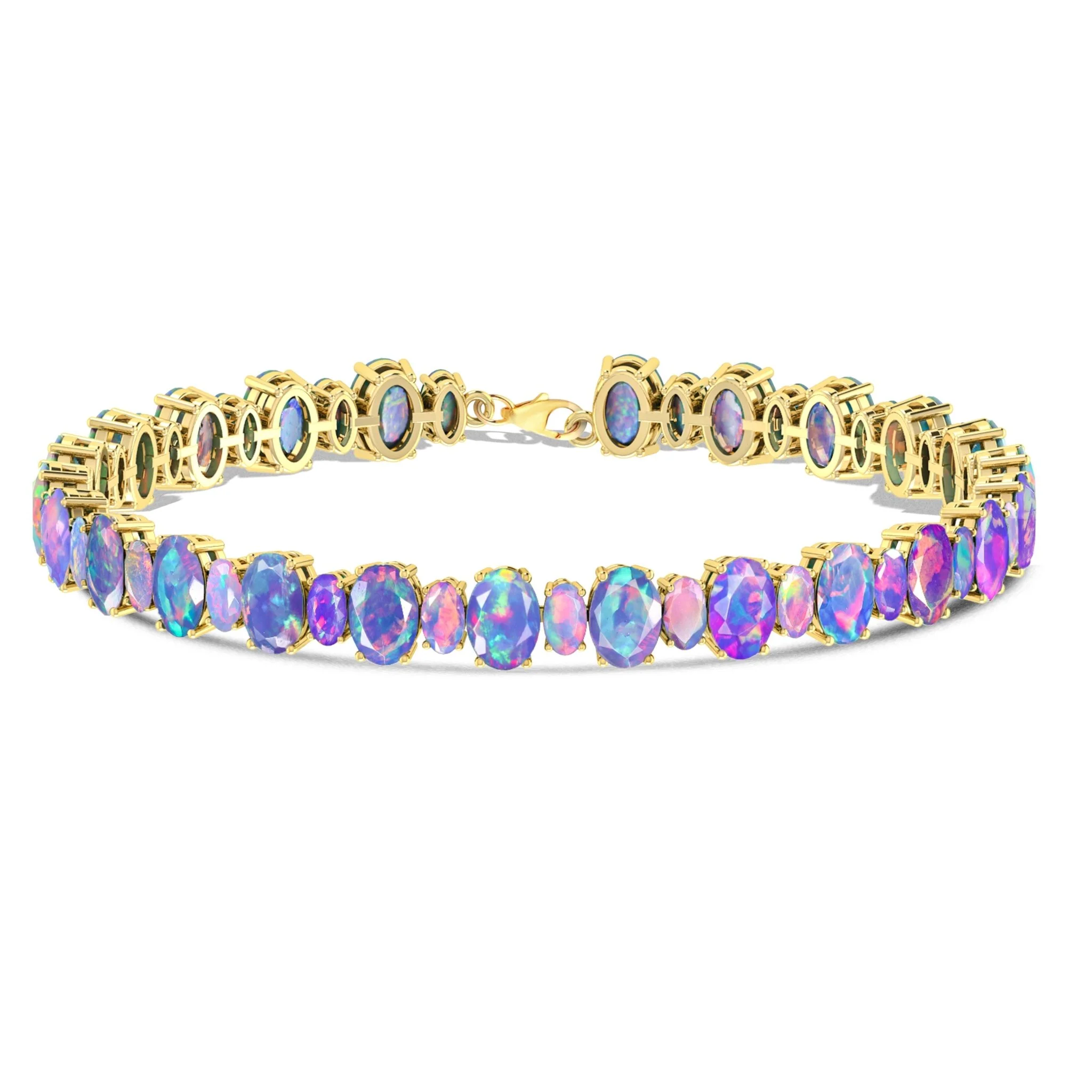 Blue Fire Opal Oval Shape Gemstone Bracelet - Image 4