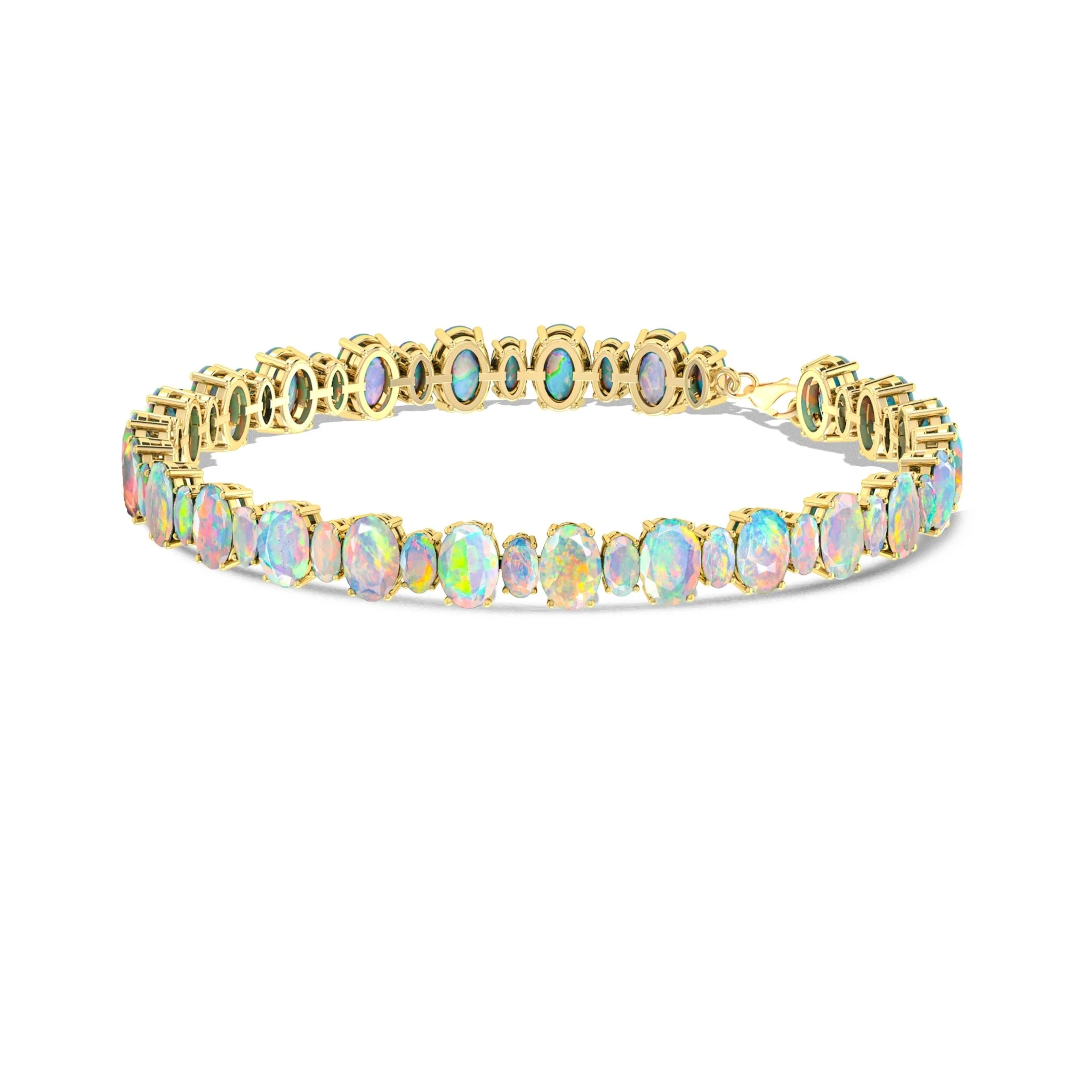 Blue Fire Opal Oval Shape Gemstone Bracelet - Image 6