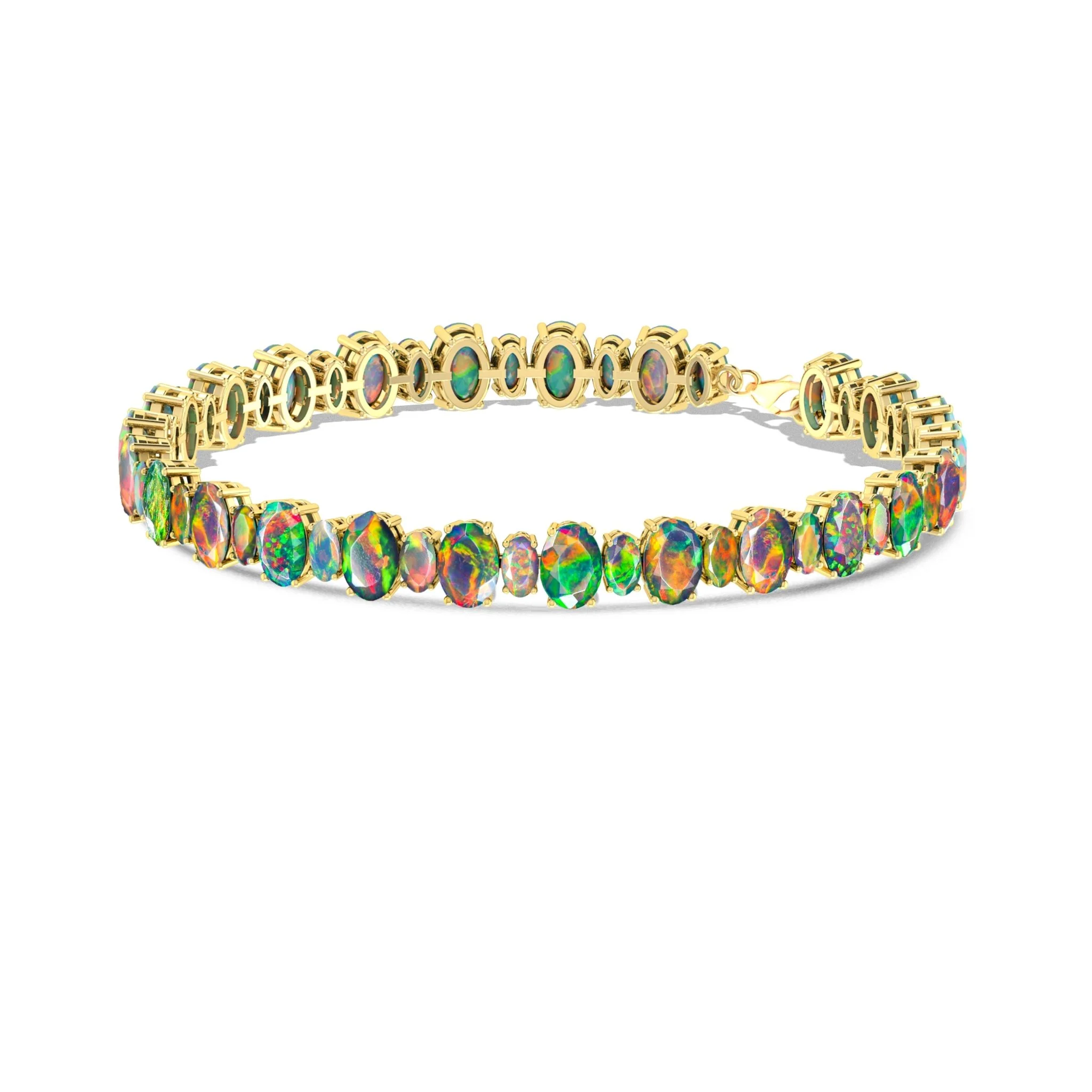 Blue Fire Opal Oval Shape Gemstone Bracelet - Image 7