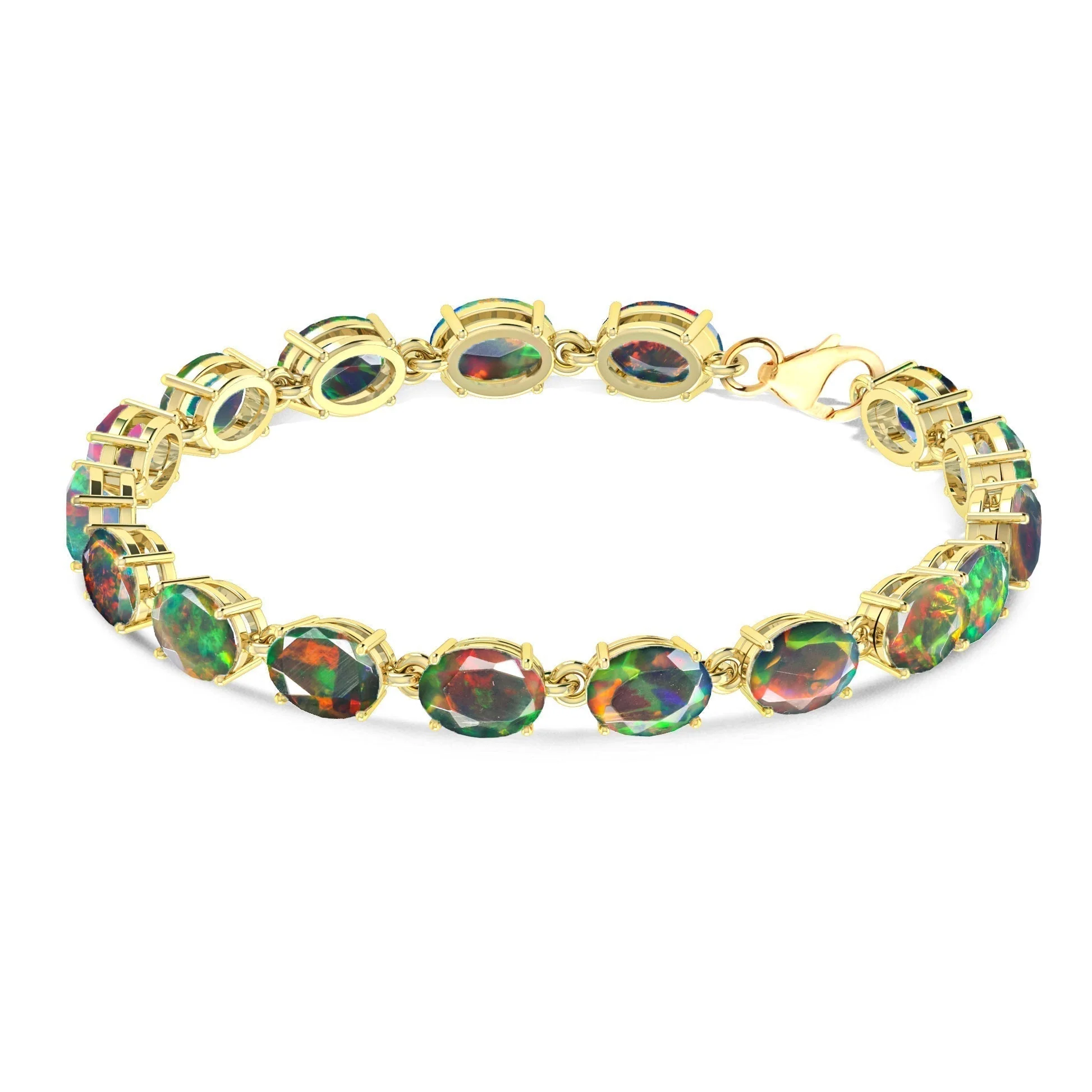 Blue Natural Fire Opal Gemstone Tennis Bracelet - Image 11