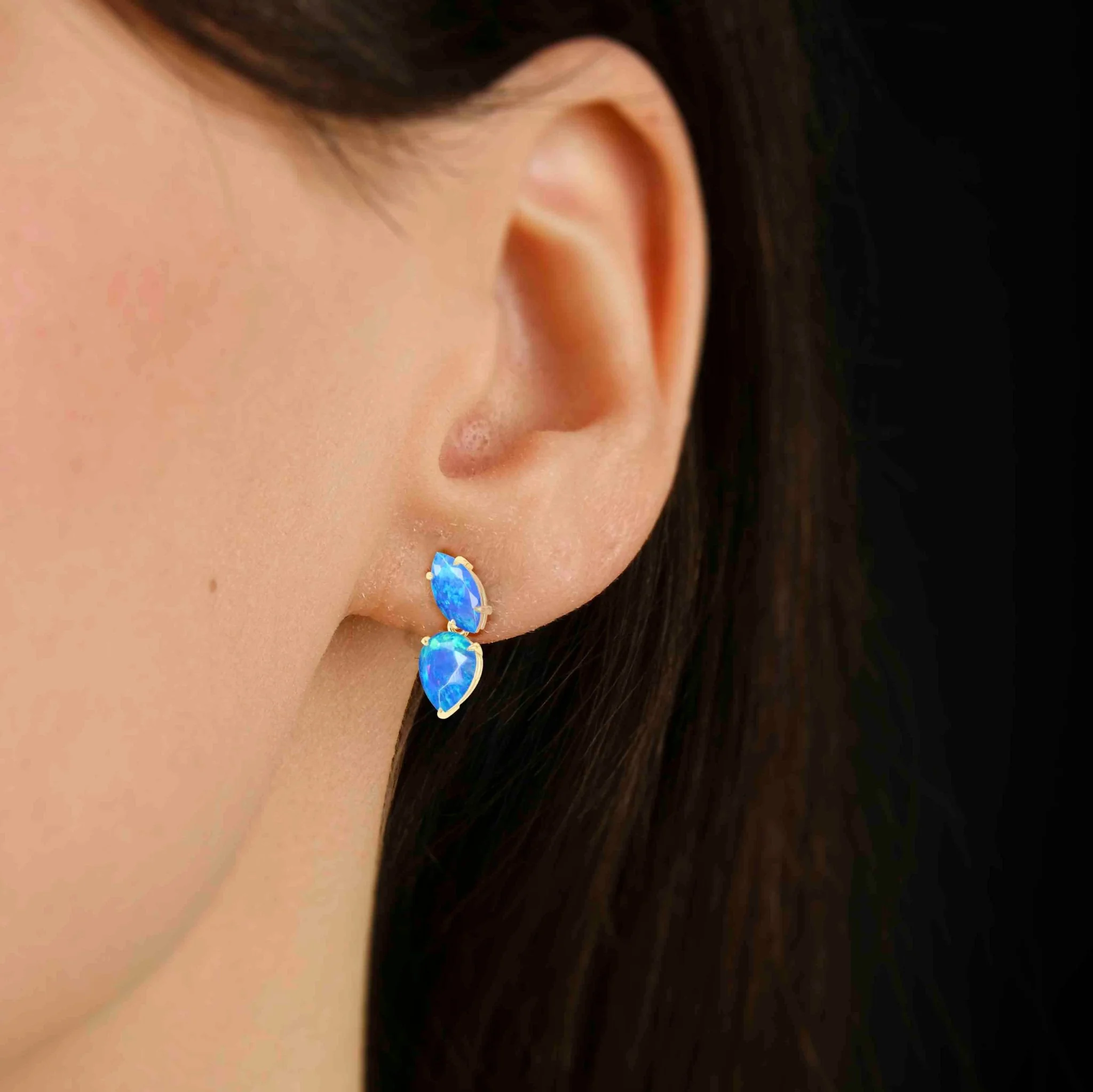 Blue Opal Stud Earring - Image 8