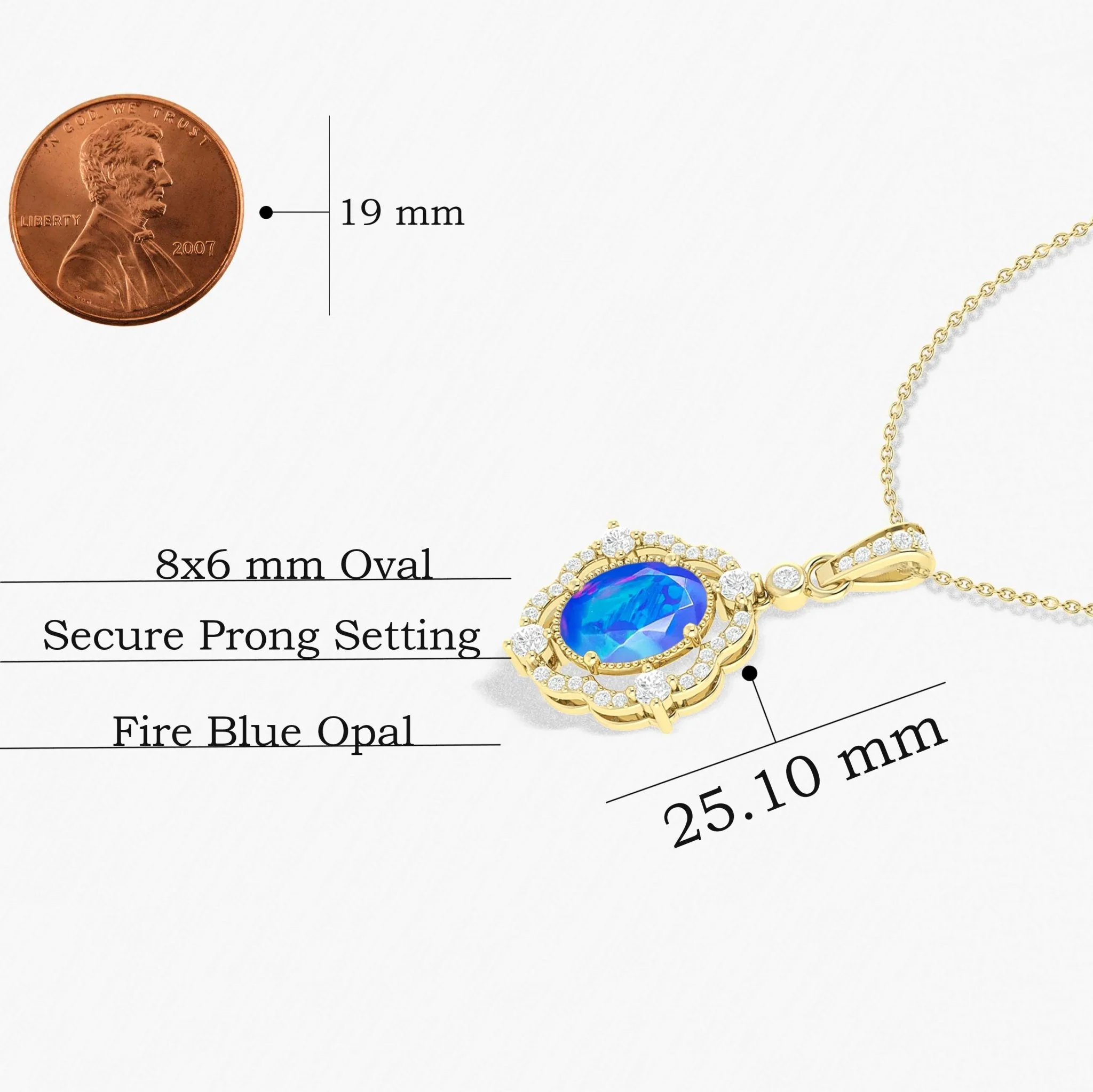 Blue Opal Gemstone Charm Pendant - Image 3