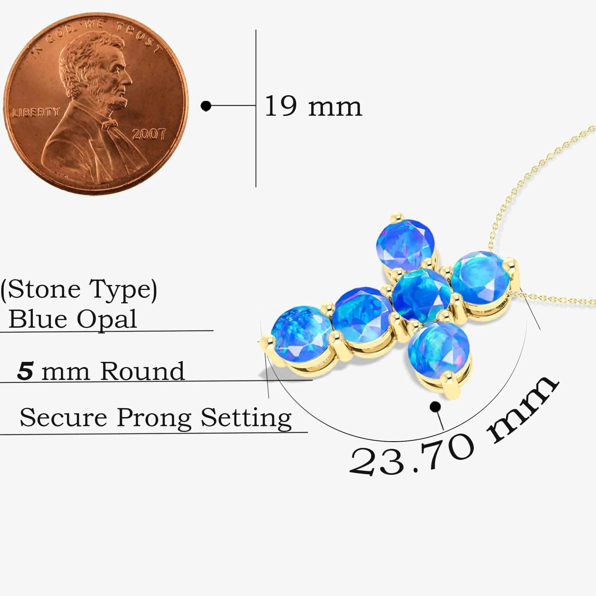 Blue Opal Gemstone Cross Pendant - Image 3