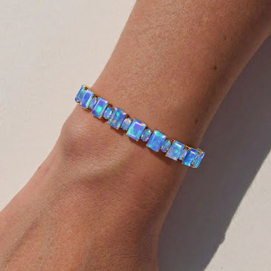 Blue Opal Octagon Tennis Bracelet in 925 Sterling Silver 7x5 MM 34.50ct - Image 4