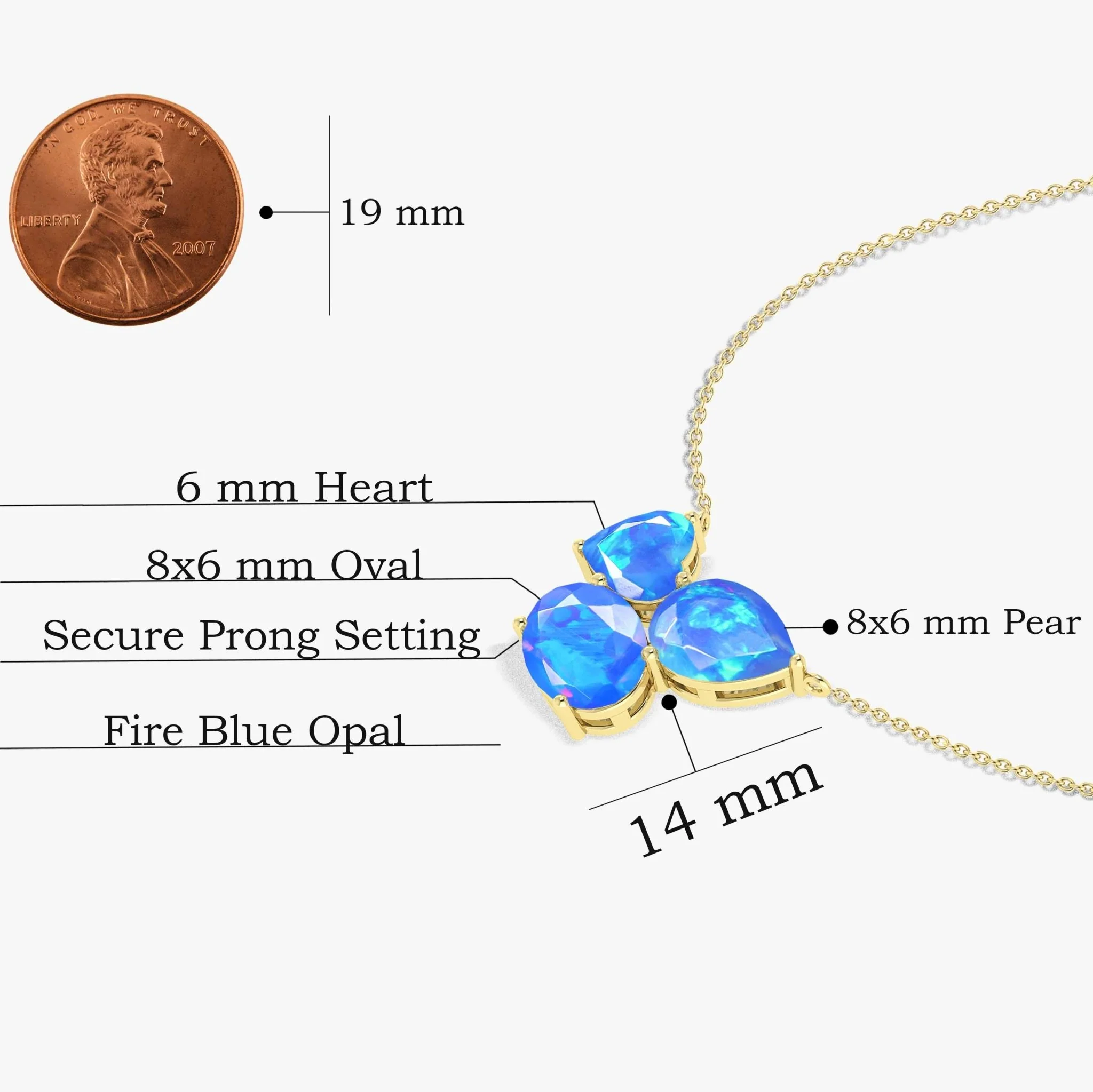 Blue Opal Three Stone Pendant Jewelry - Image 3