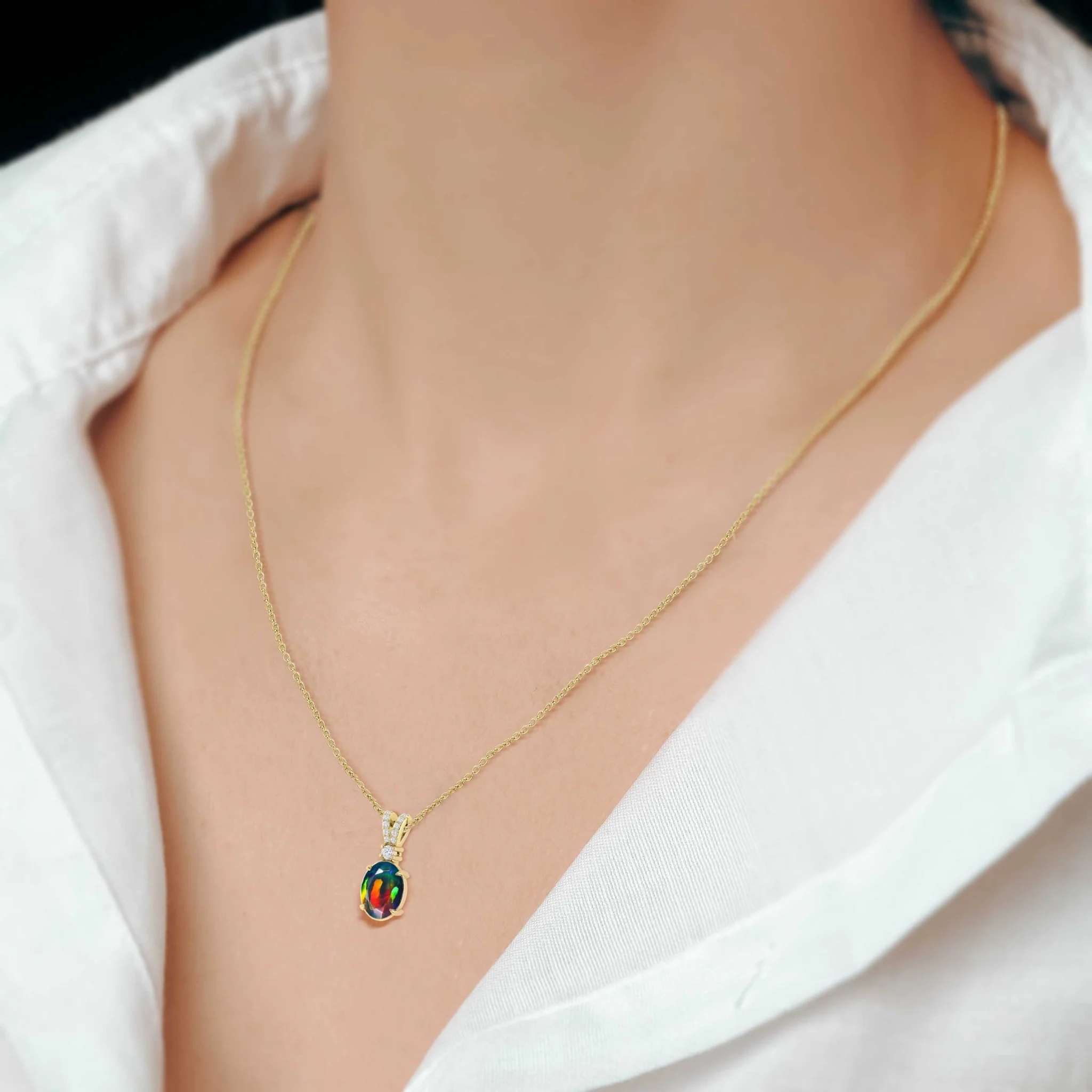 Black Opal Gemstone Pendant Necklace - Image 3