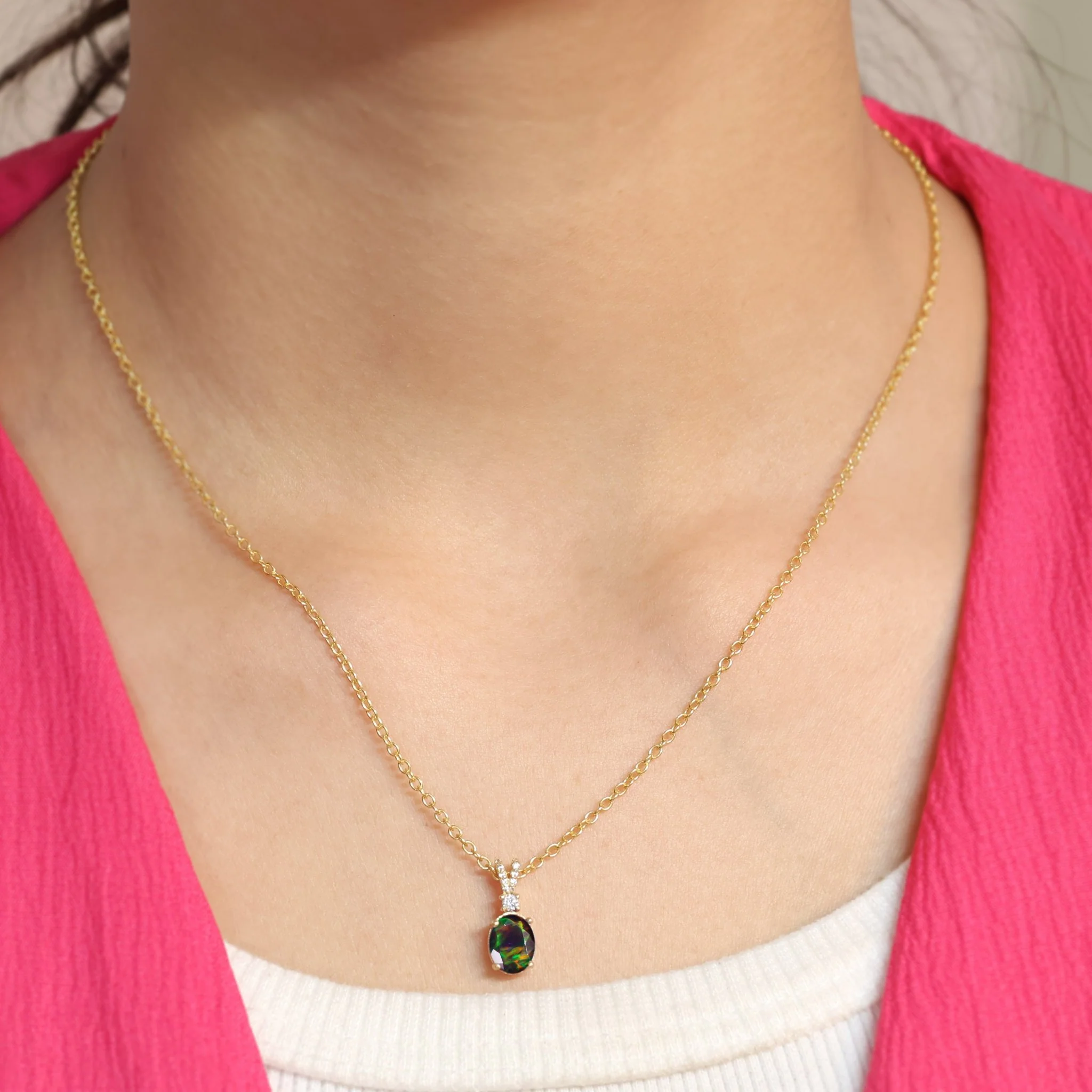 Black Opal Gemstone Pendant Necklace - Image 4