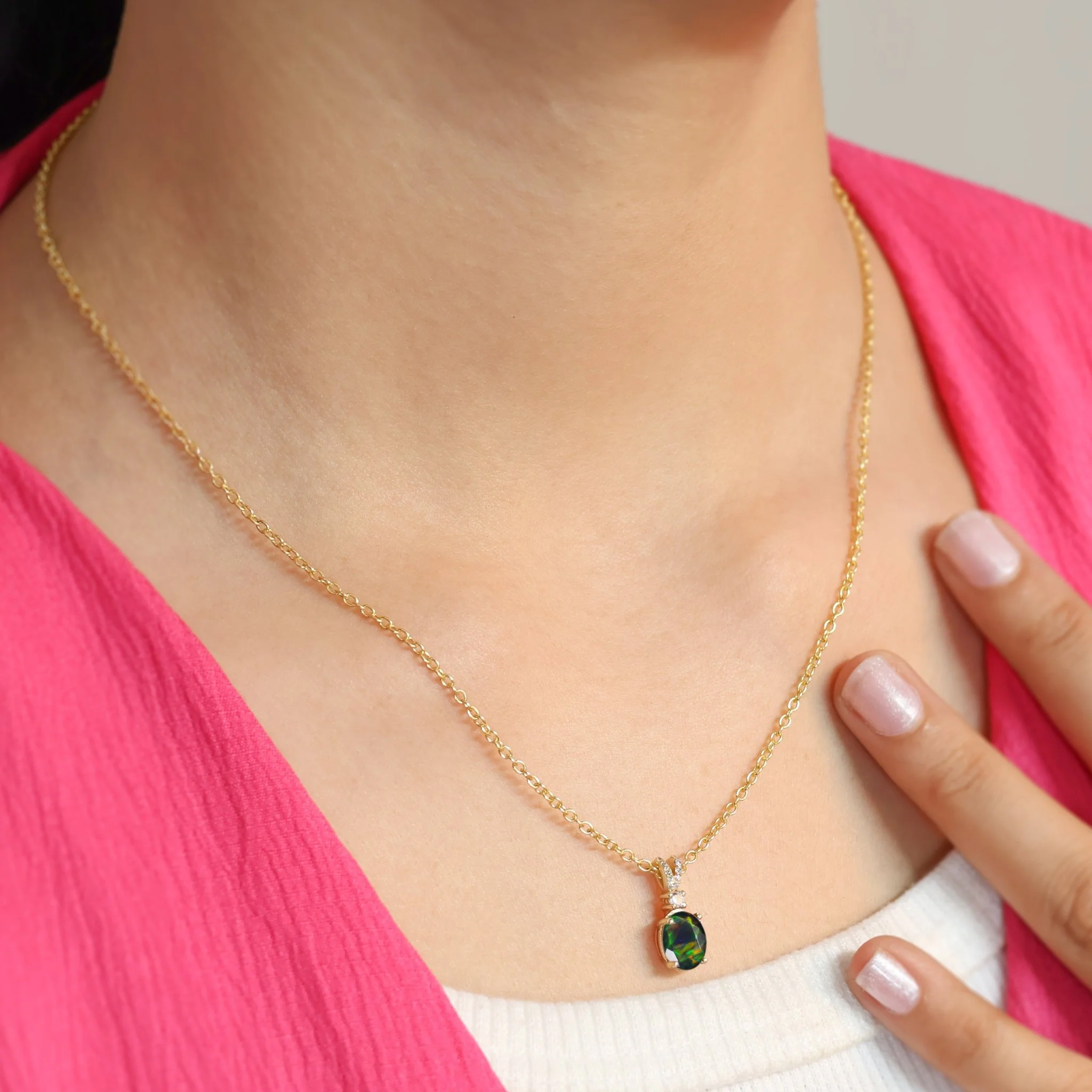 Black Opal Gemstone Pendant Necklace - Image 8