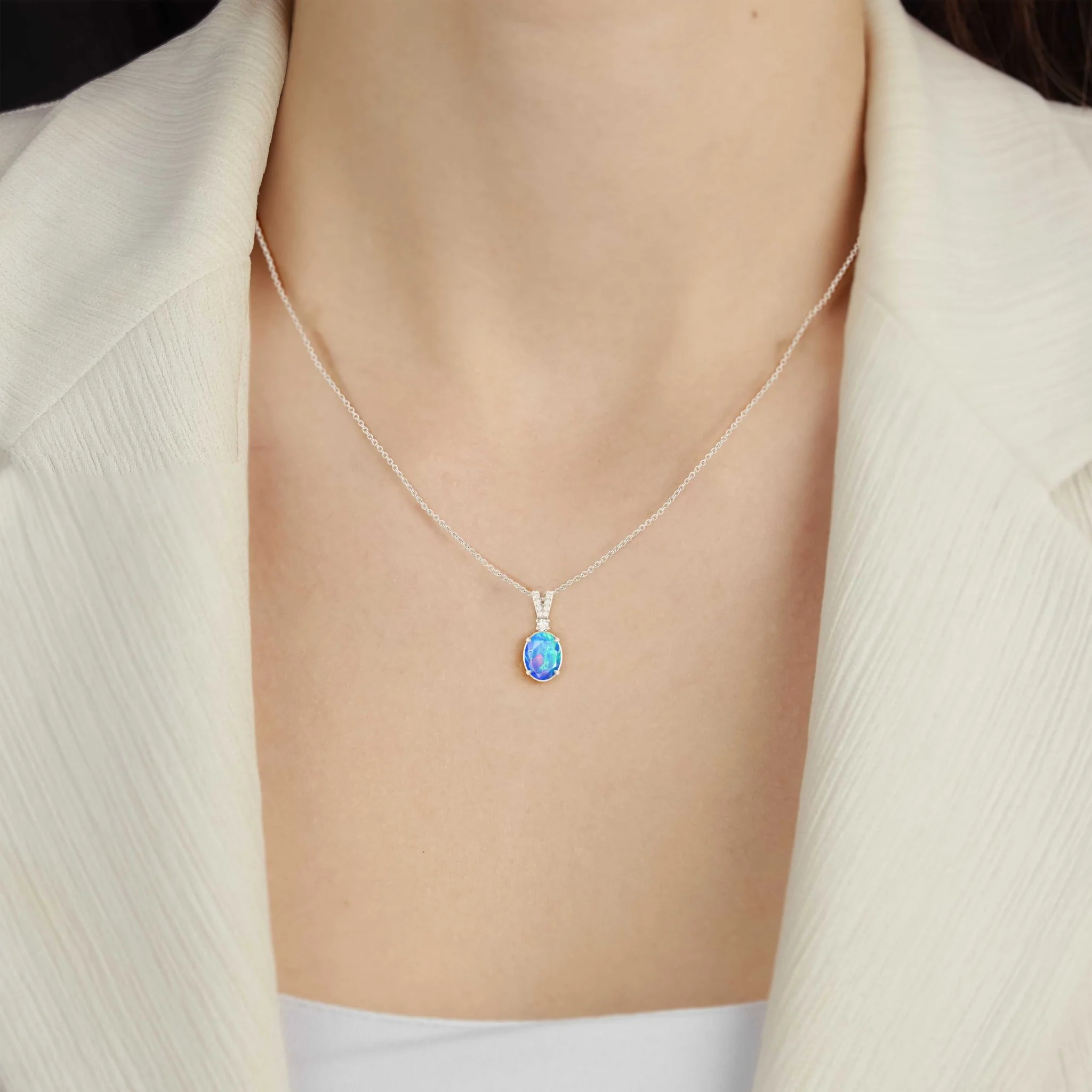 Blue Opal Gemstone Pendant Necklace - Image 5