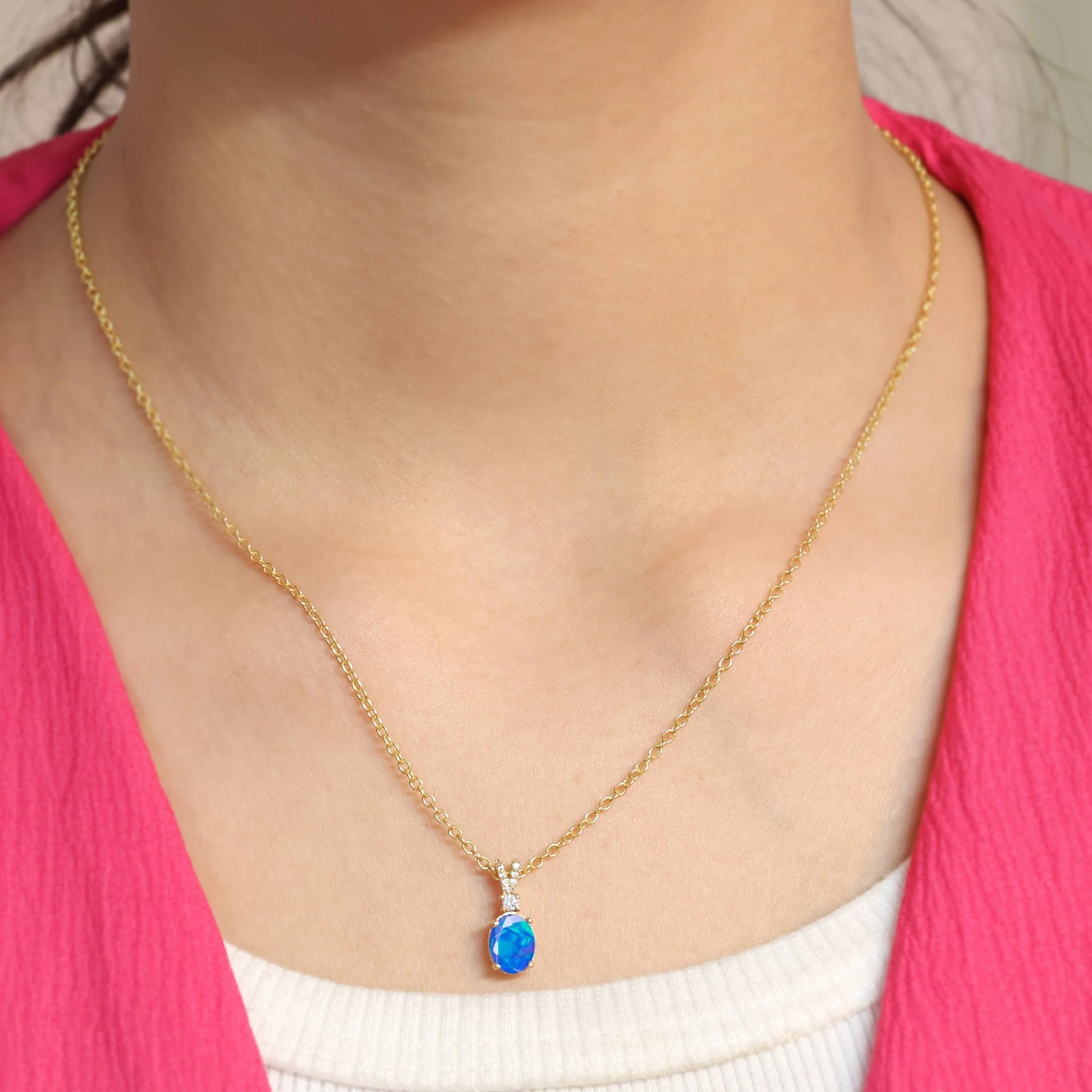 Blue Opal Gemstone Pendant Necklace - Image 8