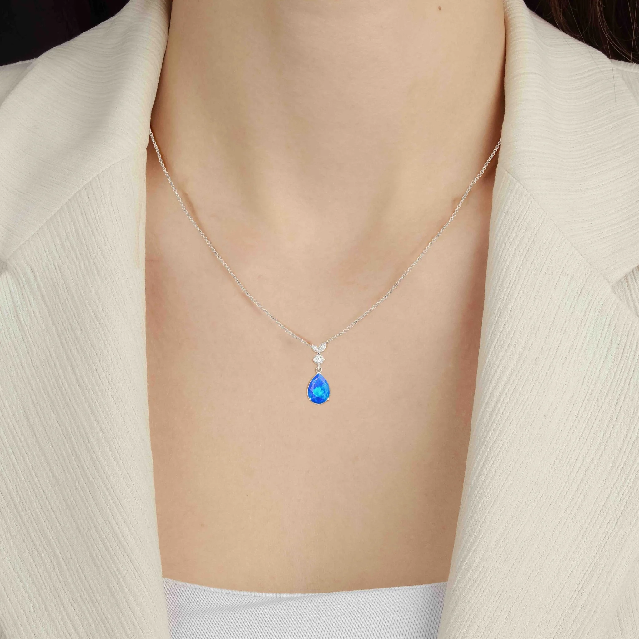 Blue Opal Pear Gemstone Pendant - Image 5
