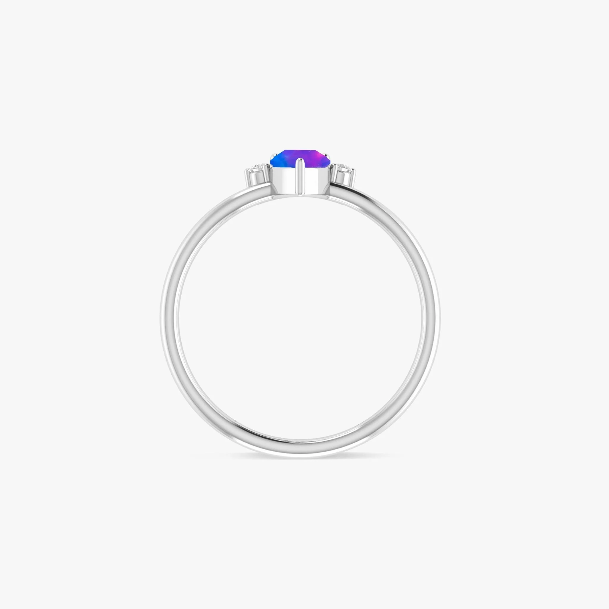 Fire Blue Opal Pear Gemstone Ring - Image 5