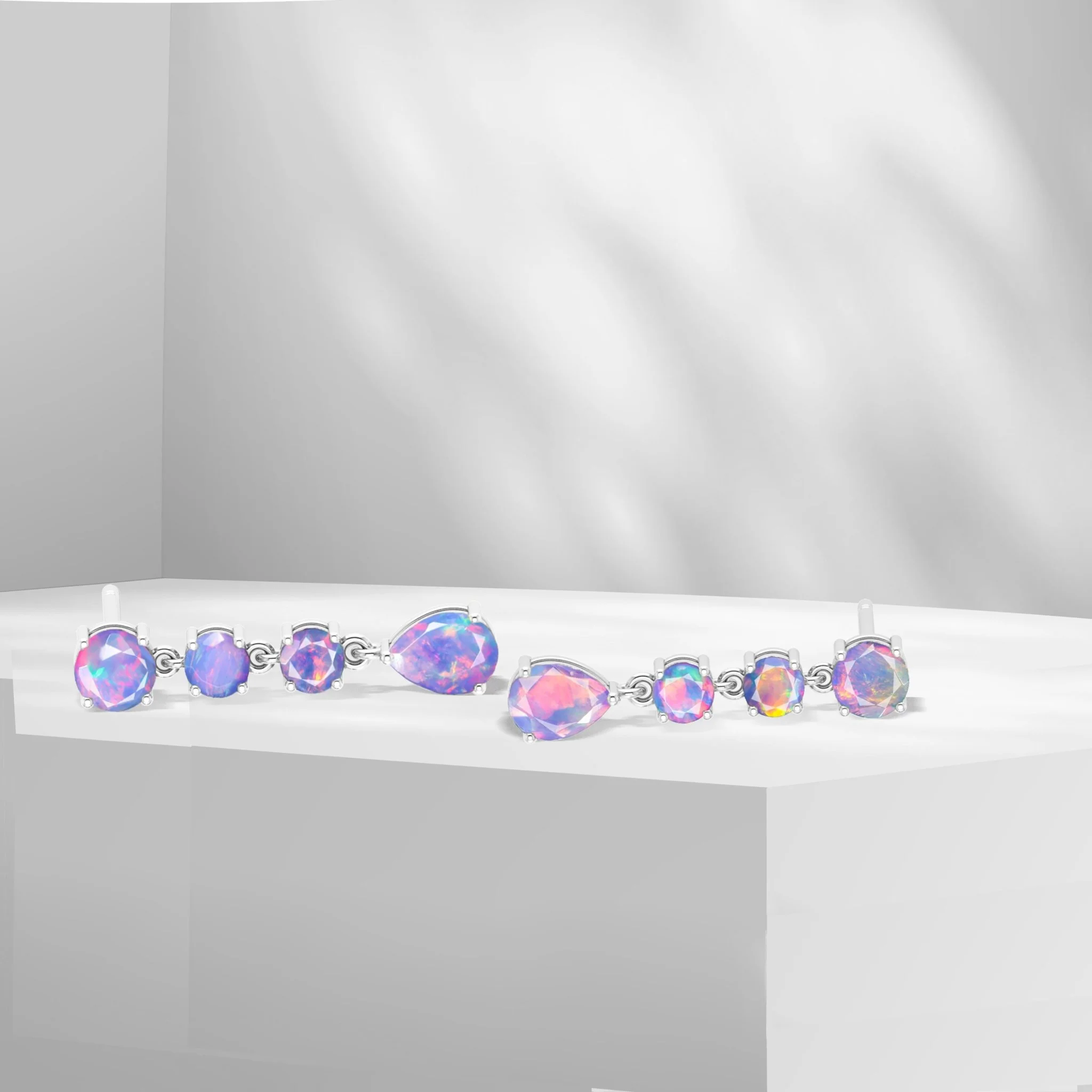 Black Fire Opal Stone Stud Earring - Image 7