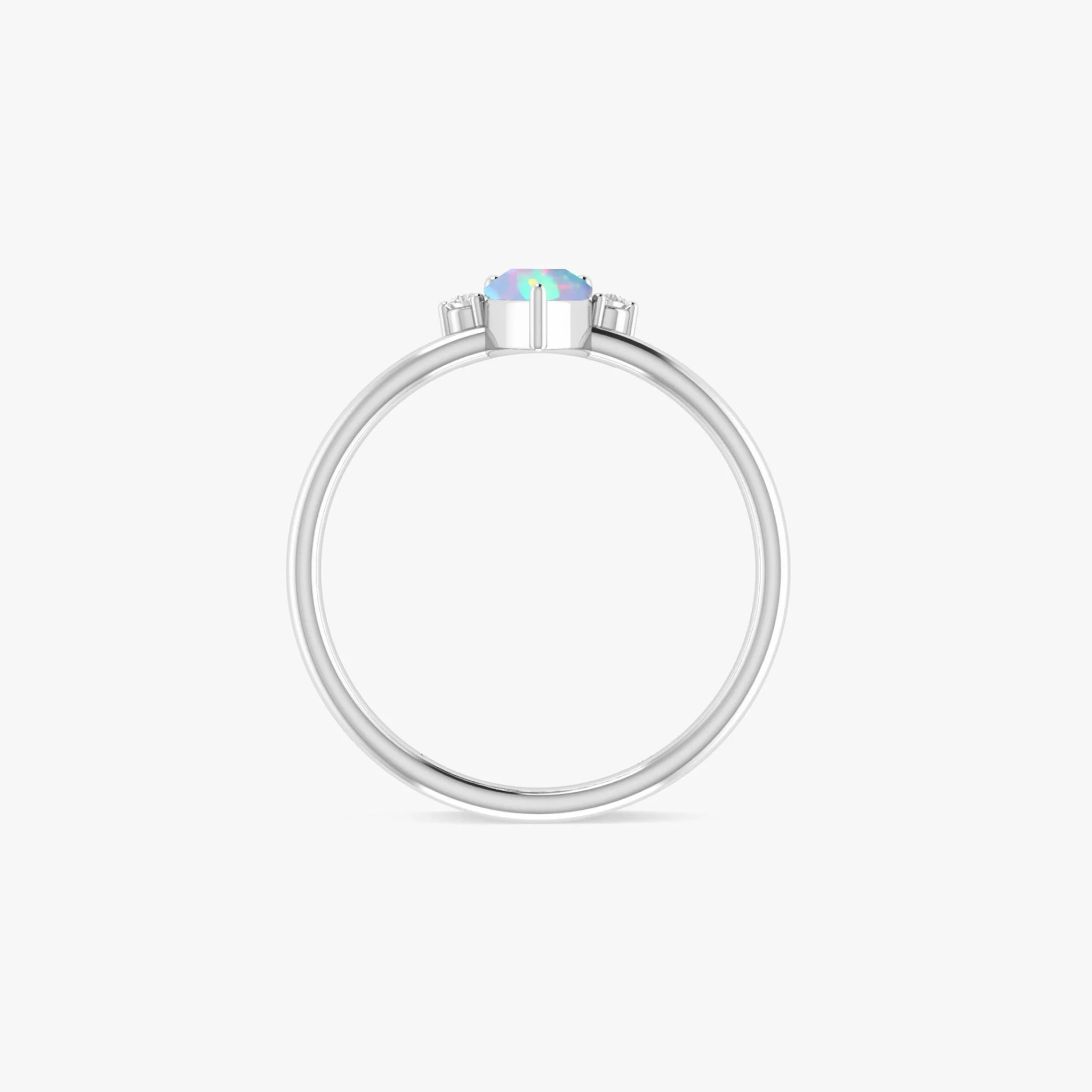 Fire White Opal Pear Gemstone Ring - Image 5