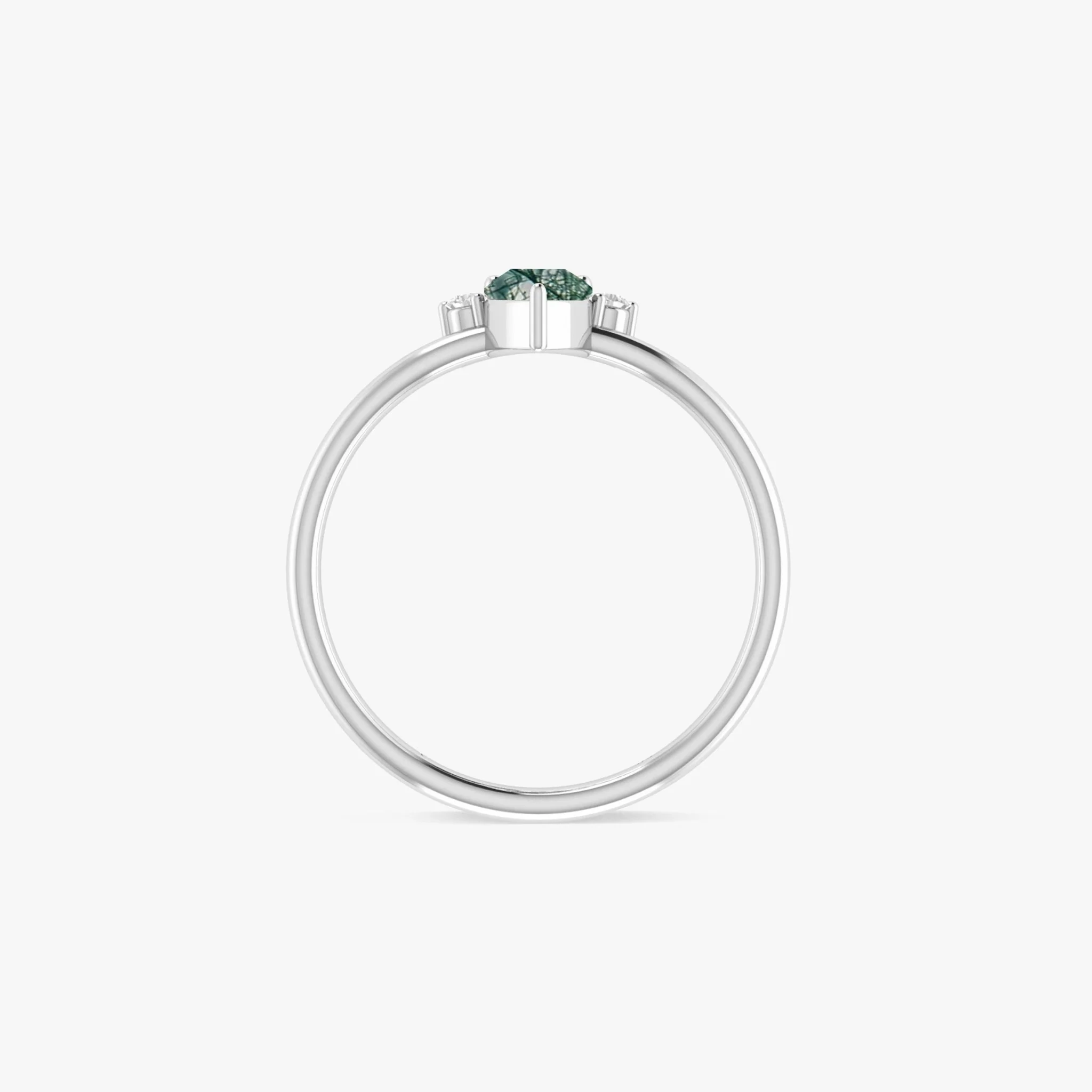 Genuine Moss Agate Pear Gemstone Ring - Image 5
