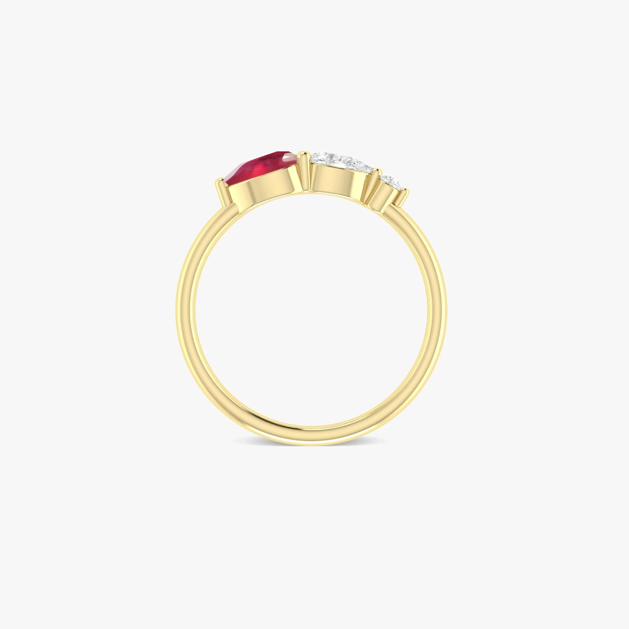 Genuine Ruby Pear Three Stone Ring - Image 6