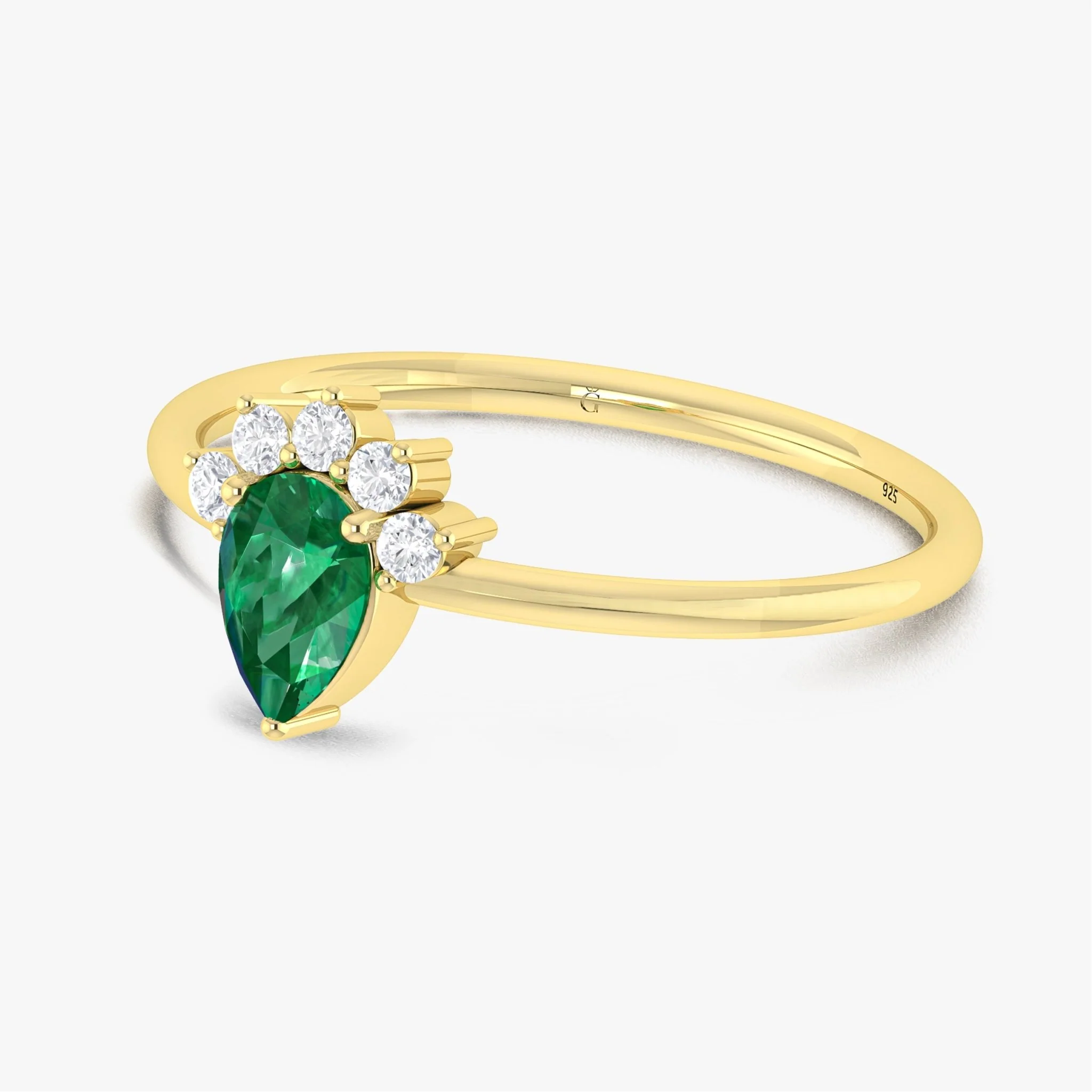 Green Emerald Pear Gemstone Ring - Image 4