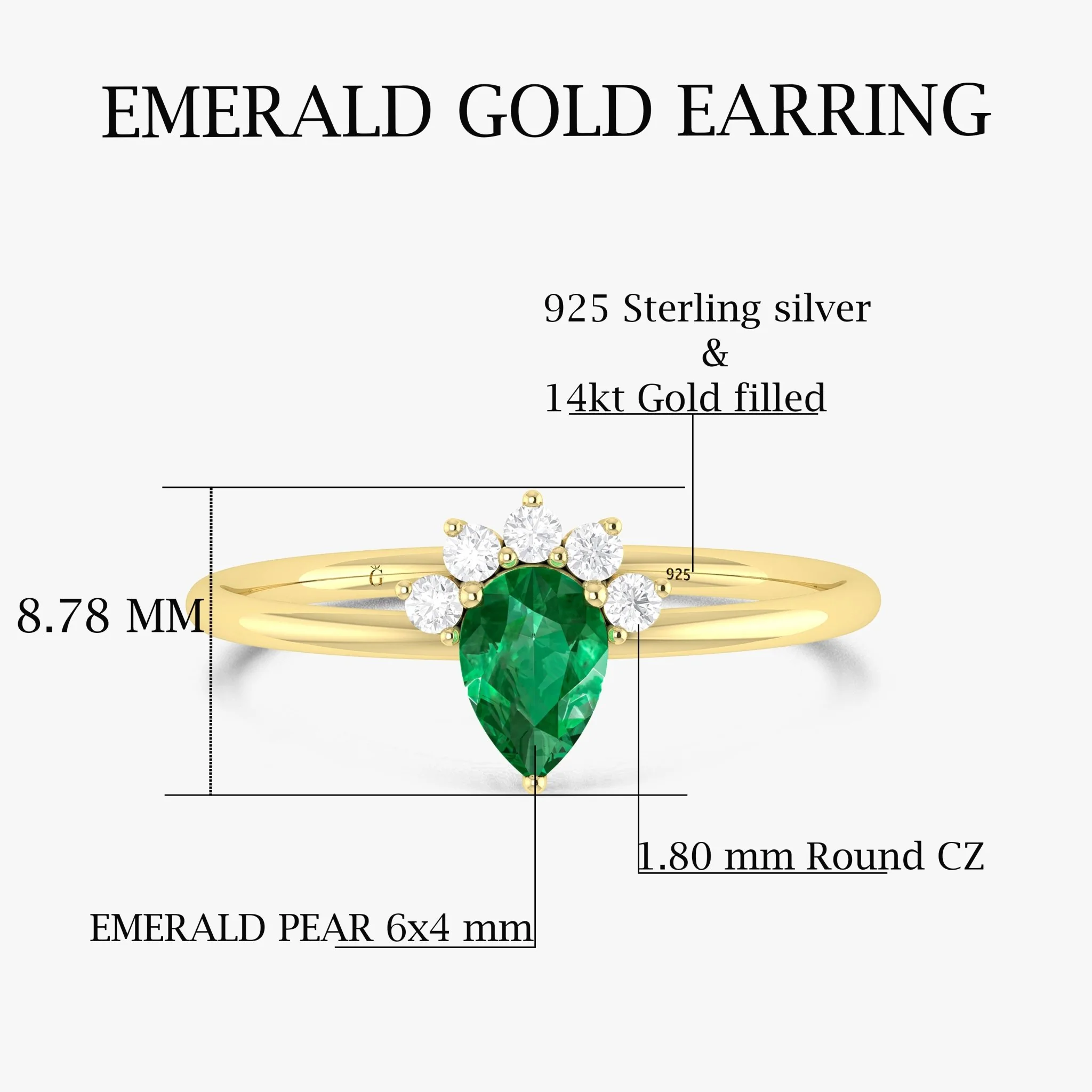 Green Emerald Pear Gemstone Ring - Image 6