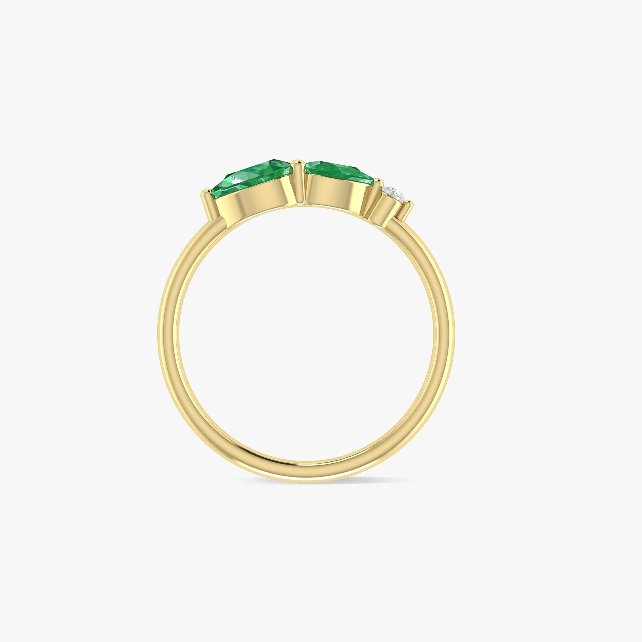 Green Emerald Pear Three Stone Ring - Image 5