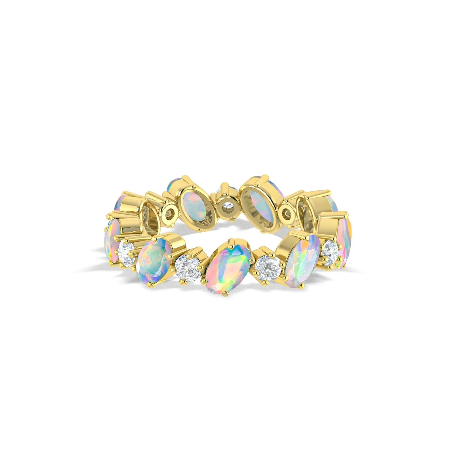 Green Fire Oval Faceted Opal Ring for Women - Image 3