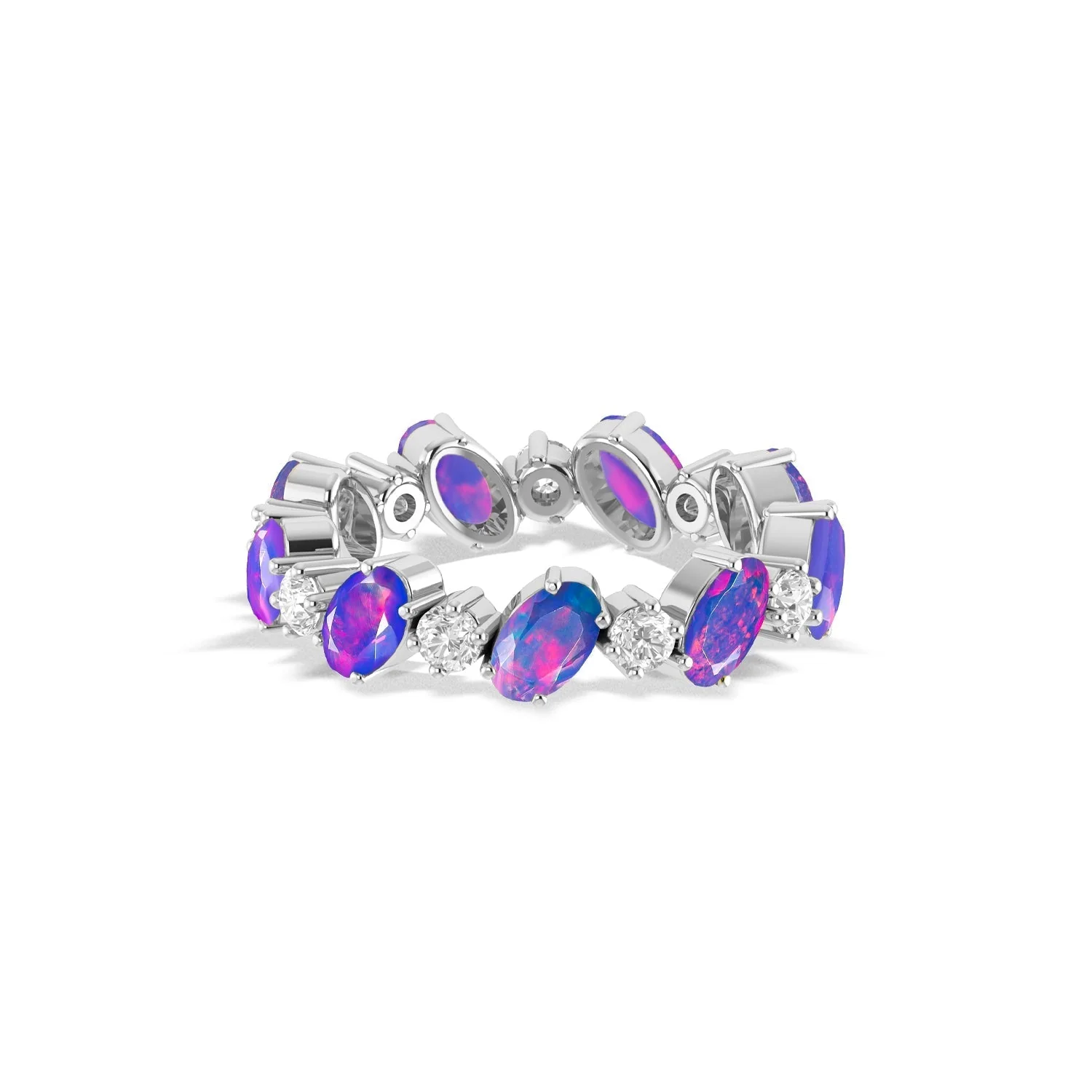Green Fire Oval Faceted Opal Ring for Women - Image 8