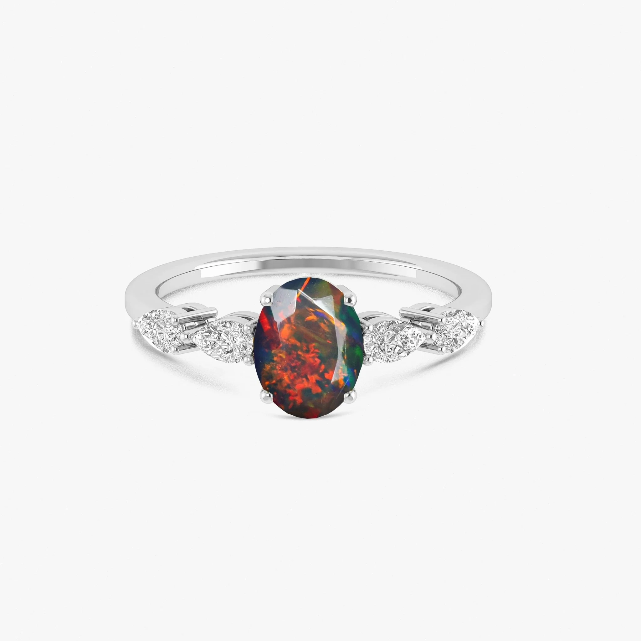 Green Genuine Opal Silver Ring for Women - Image 8