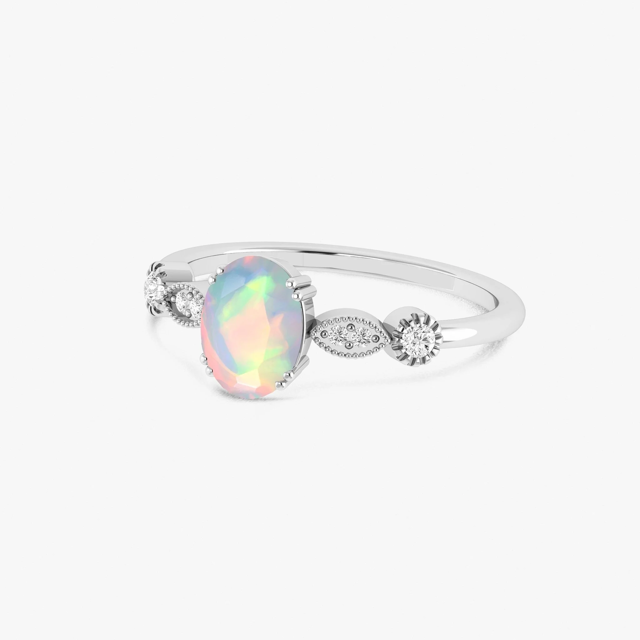 Green Multifire Oval Ethiopian Opal Ring for Women - Image 6