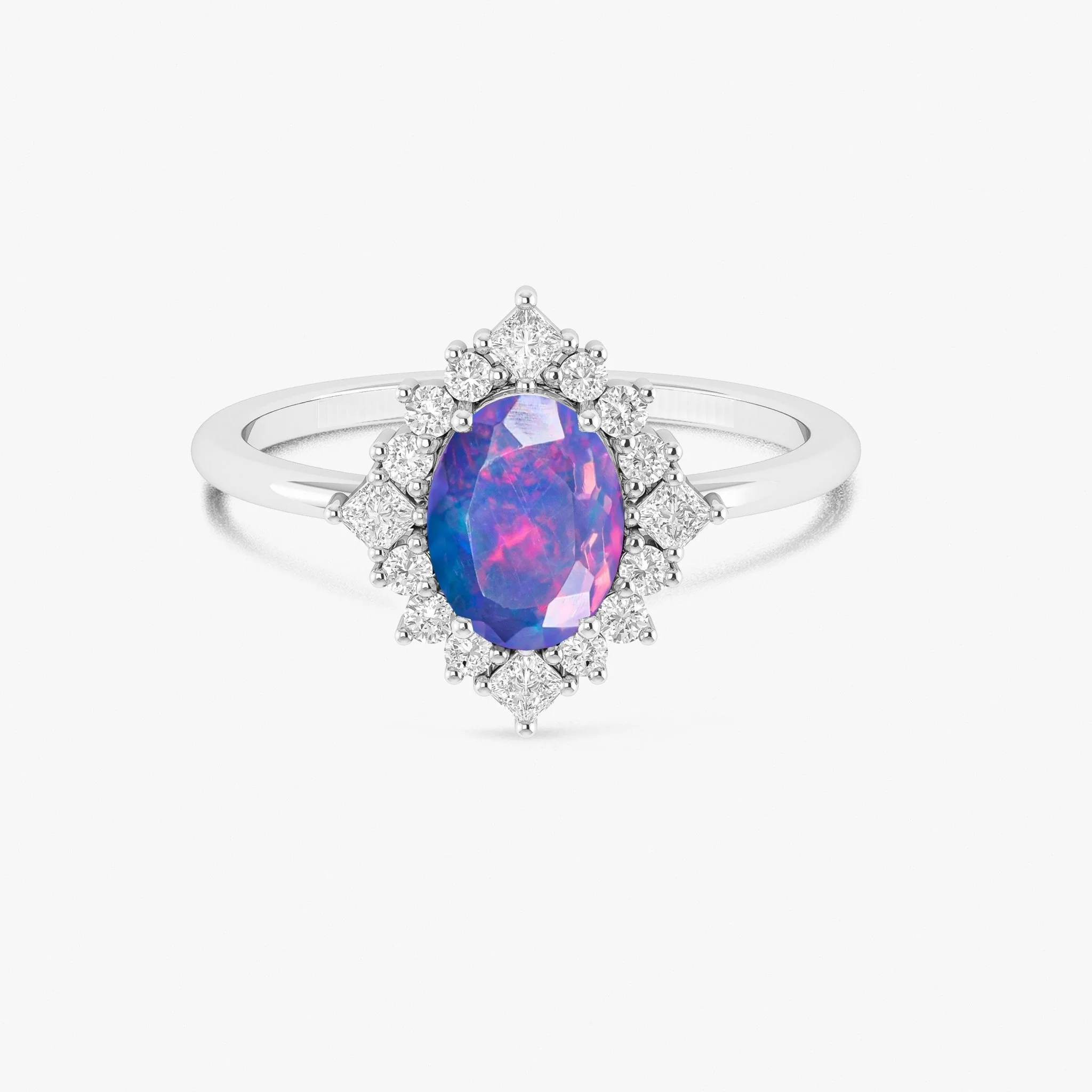 Green Natural Fire Faceted Ethiopian Opal Ring - Image 10