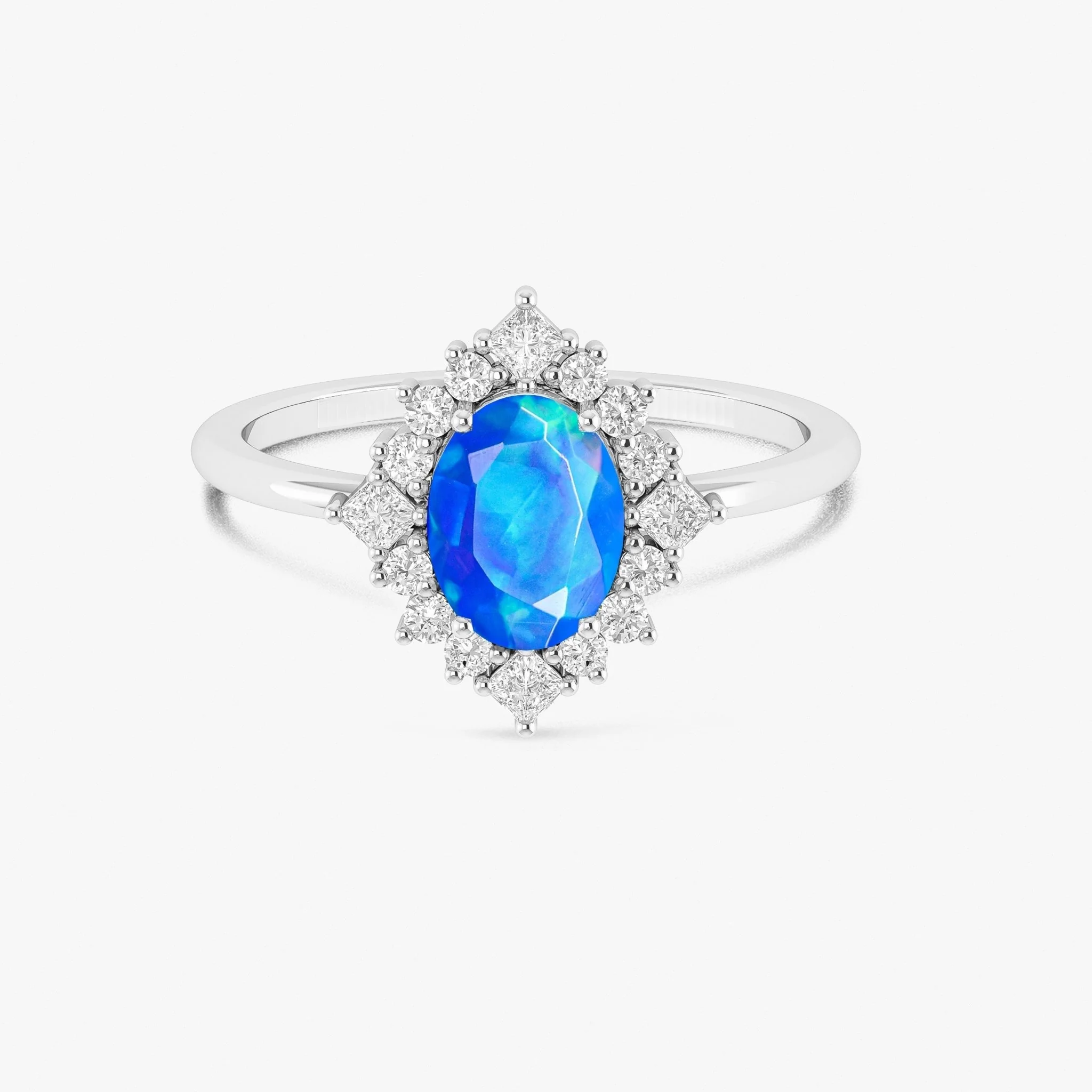 Green Natural Fire Faceted Ethiopian Opal Ring - Image 3