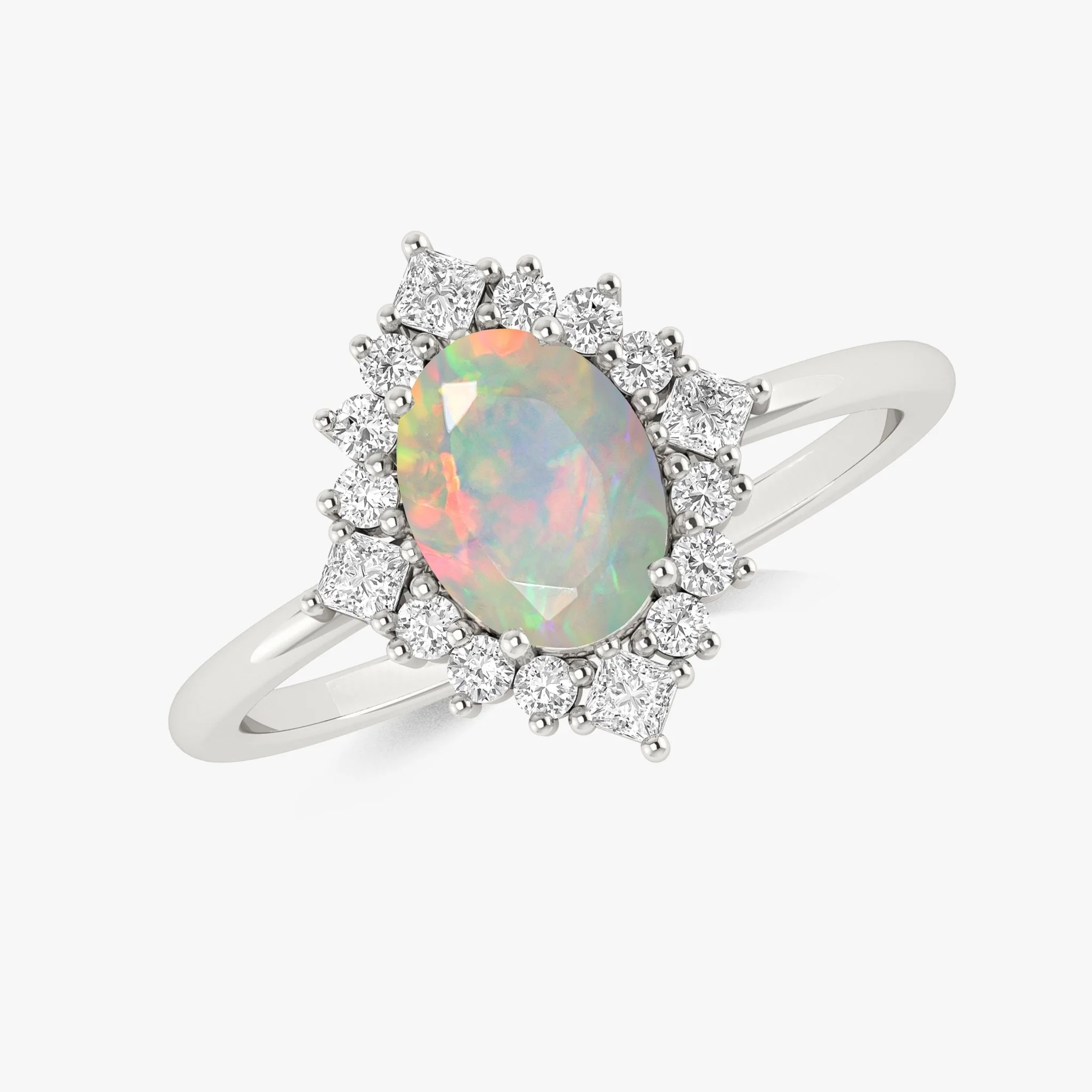 Green Natural Fire Faceted Ethiopian Opal Ring - Image 4