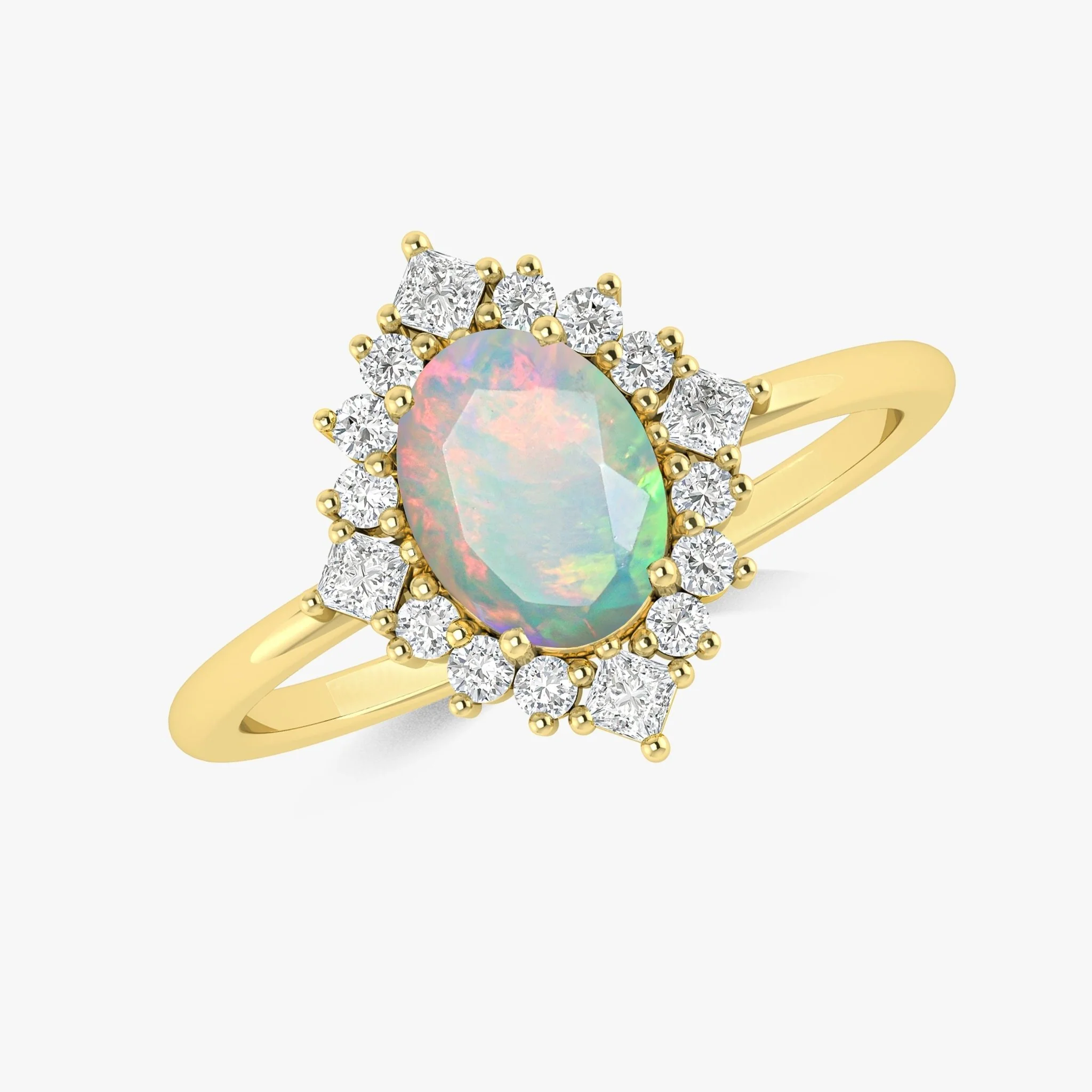 Green Natural Fire Faceted Ethiopian Opal Ring - Image 5