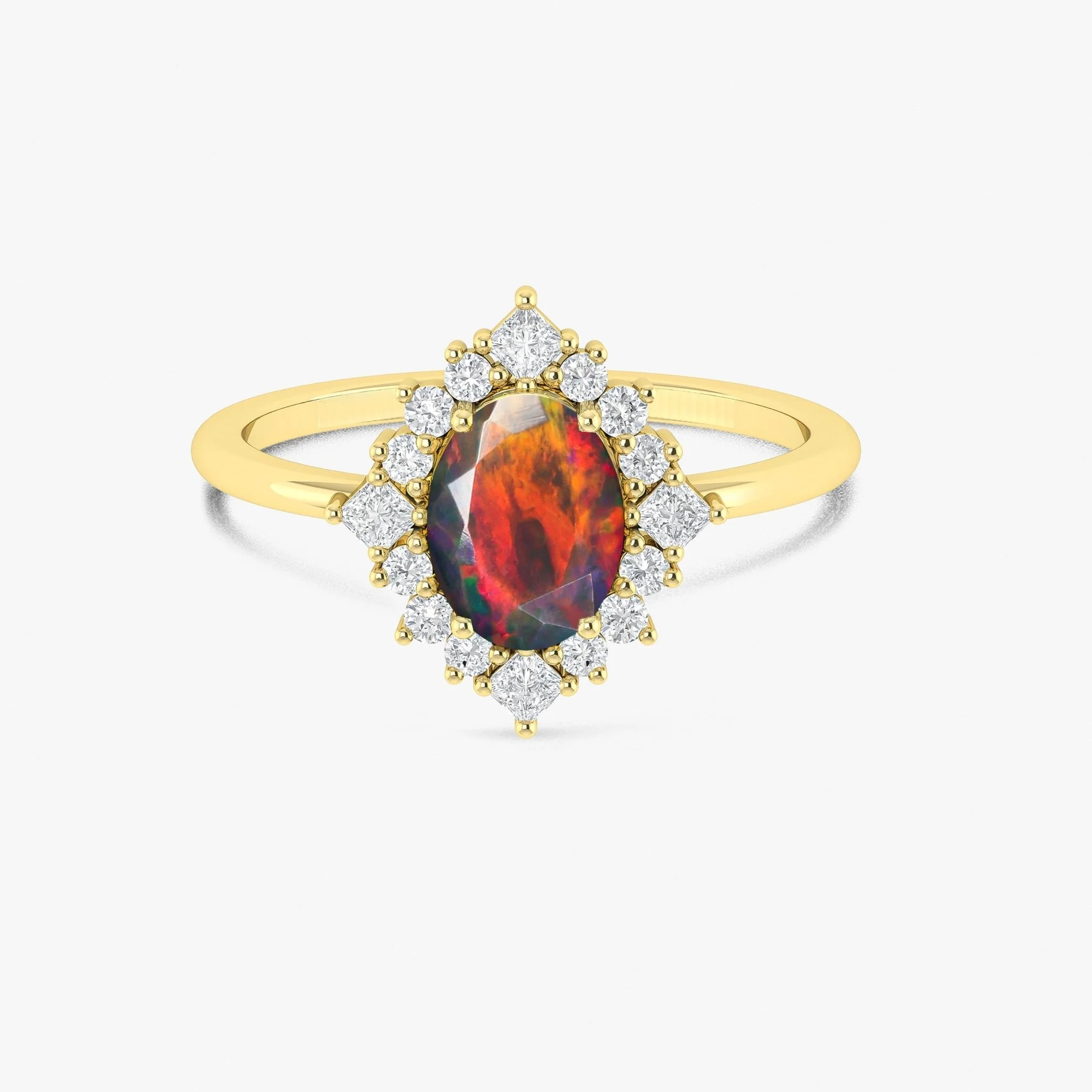 Green Natural Fire Faceted Ethiopian Opal Ring - Image 7
