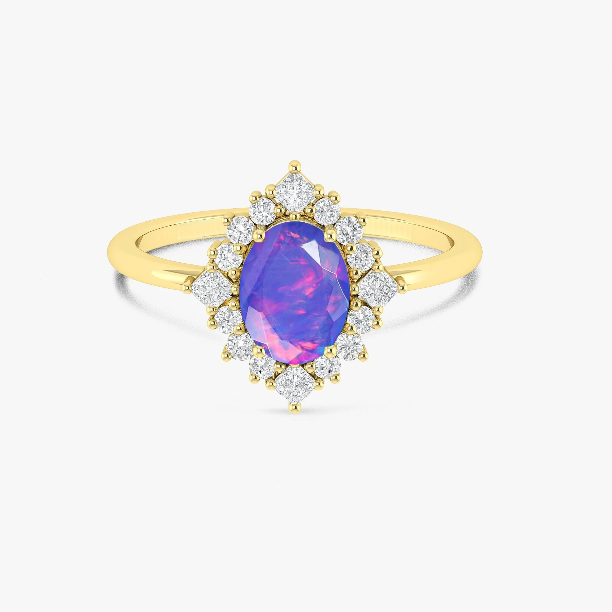 Green Natural Fire Faceted Ethiopian Opal Ring - Image 9