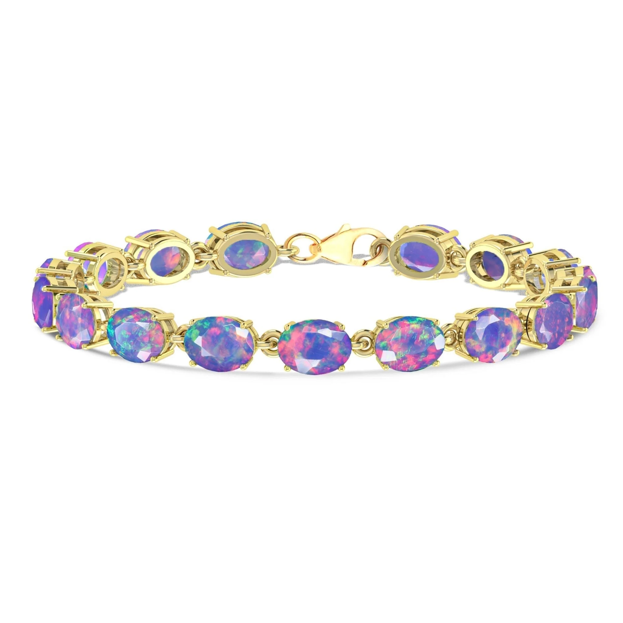 Green Natural Fire Opal Gemstone Tennis Bracelet - Image 6