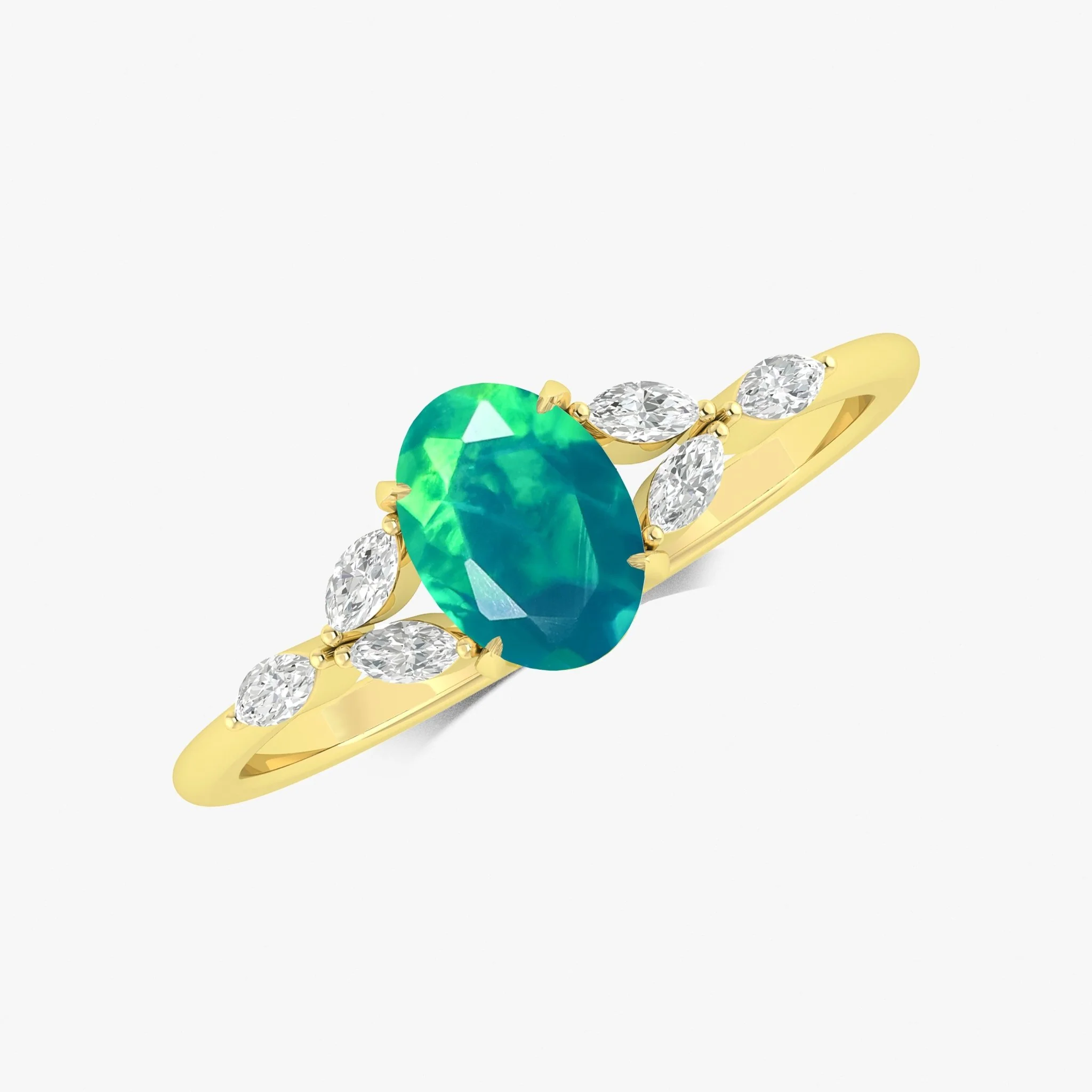 Green Opal Leaf Ring in Silver & Gold - Image 3