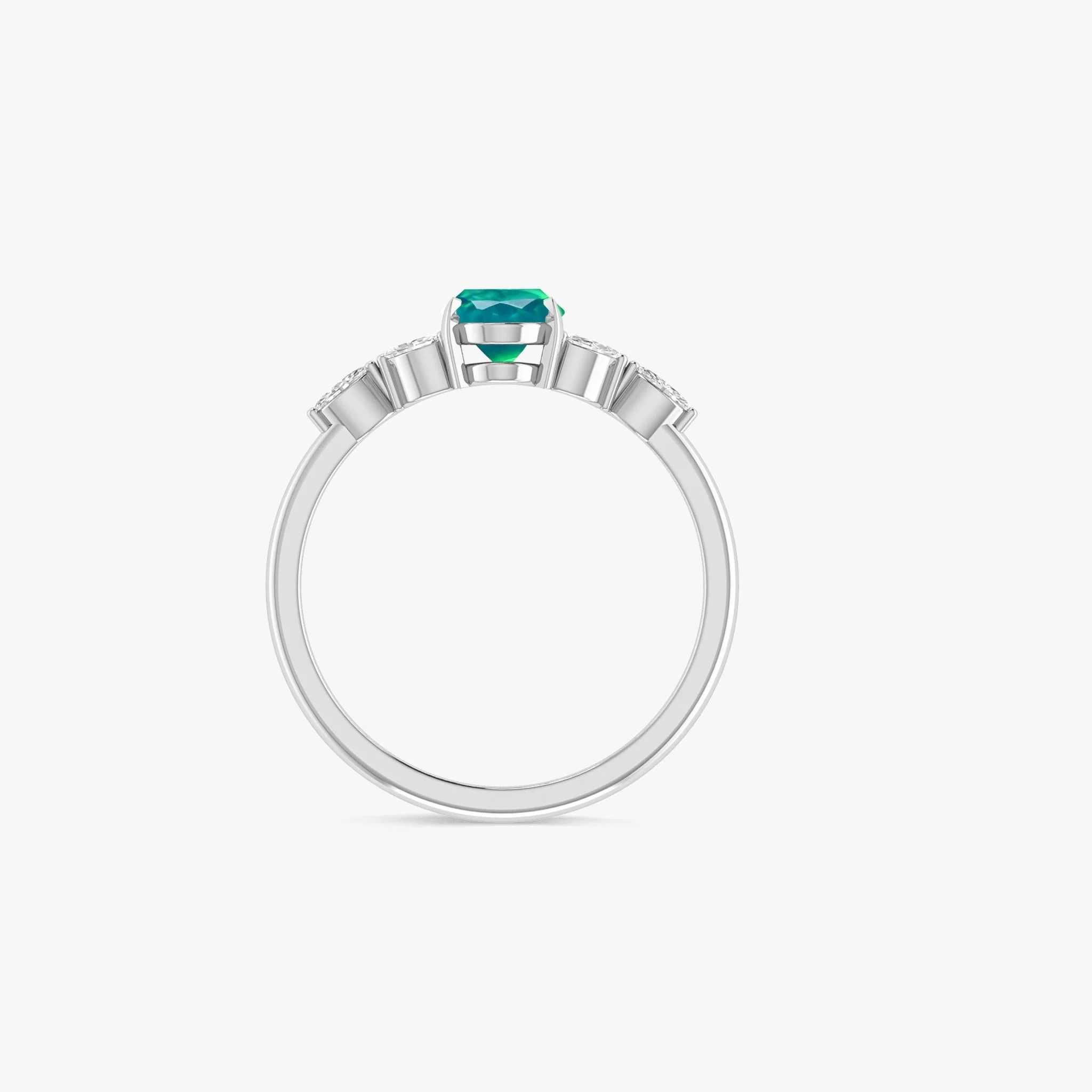 Green Opal Leaf Ring in Silver & Gold - Image 5