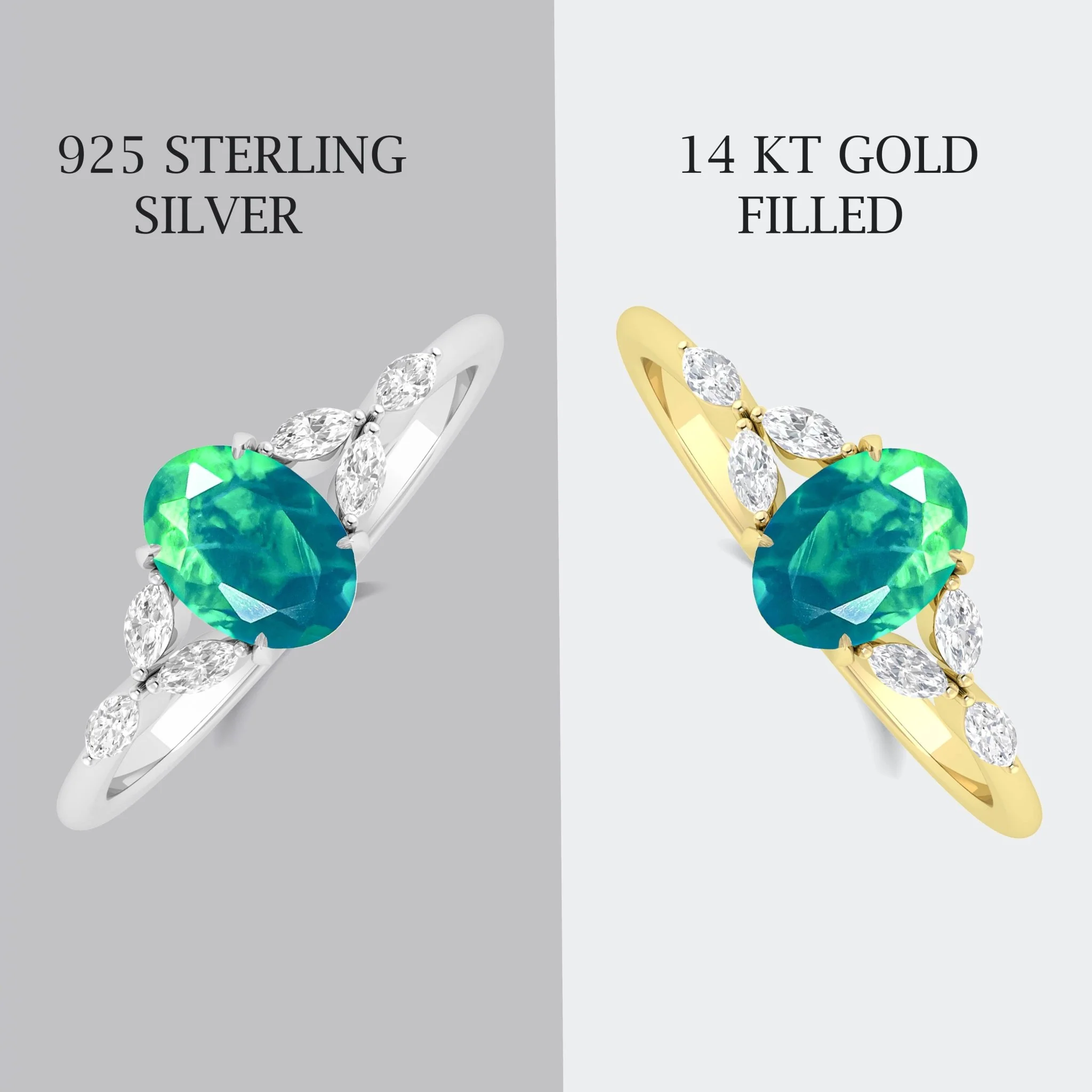 Green Opal Leaf Ring in Silver & Gold - Image 6