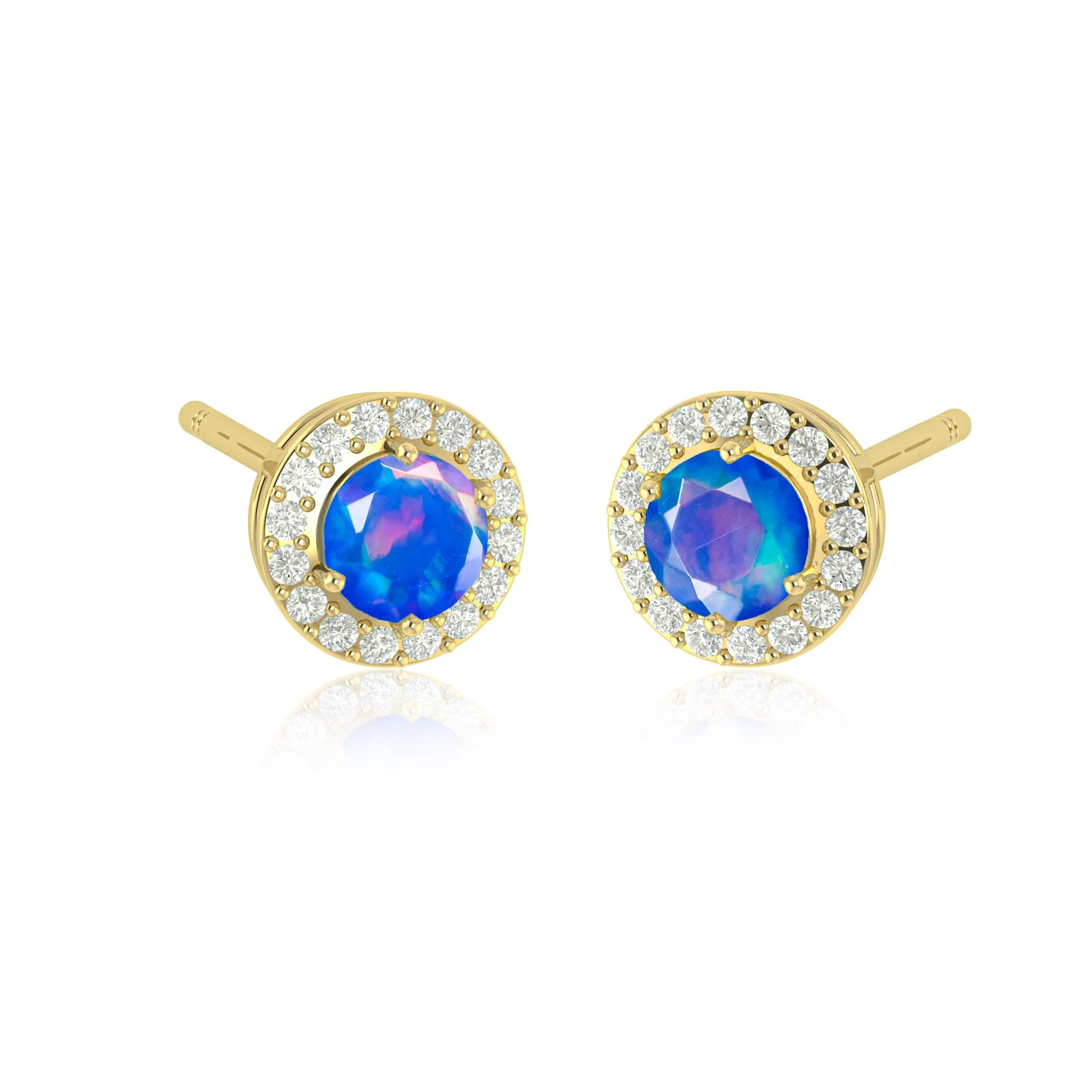 Round Multifire Opal Gemstone Stud Earring - Image 8
