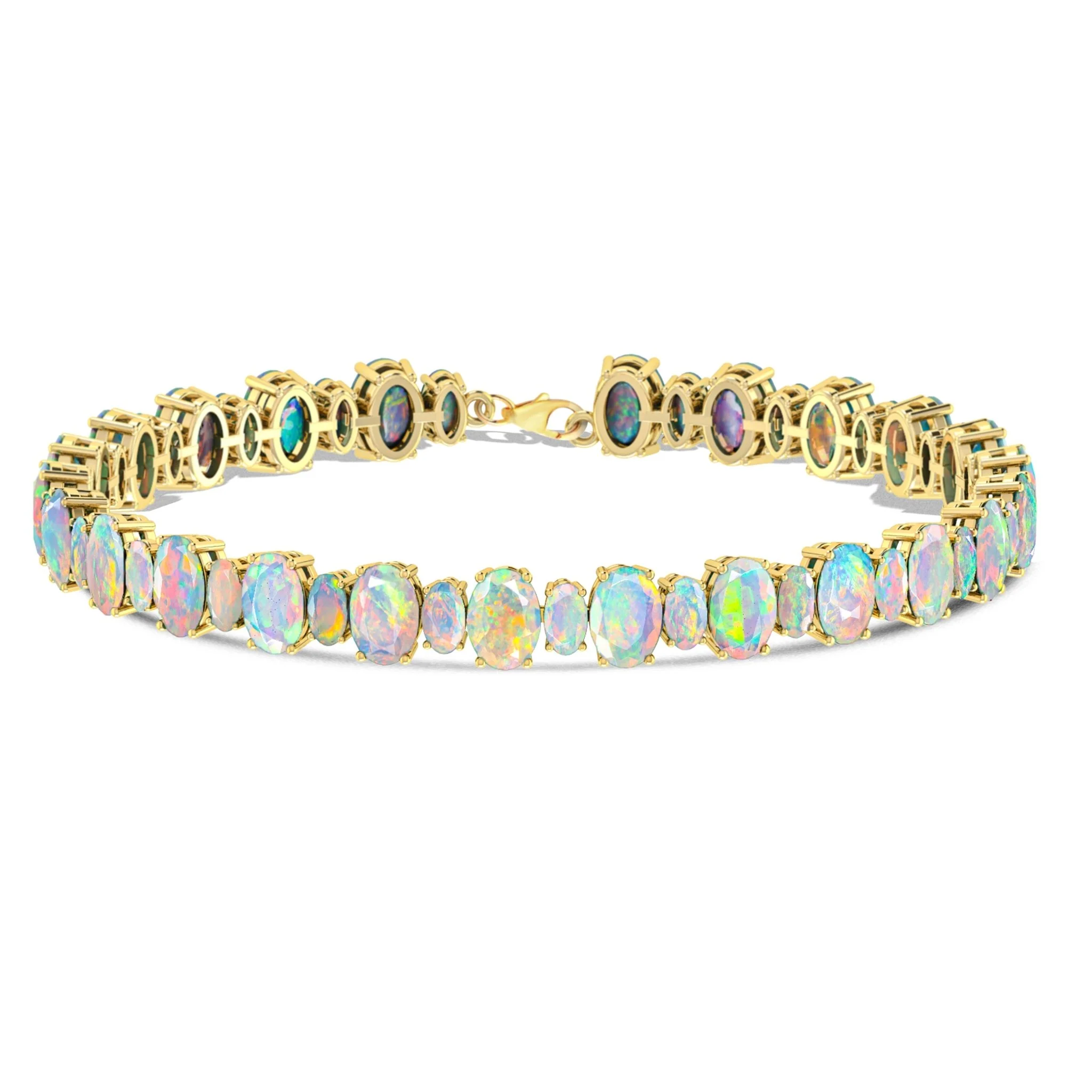 Lavender Fire Opal Oval Shape Gemstone Bracelet - Image 3